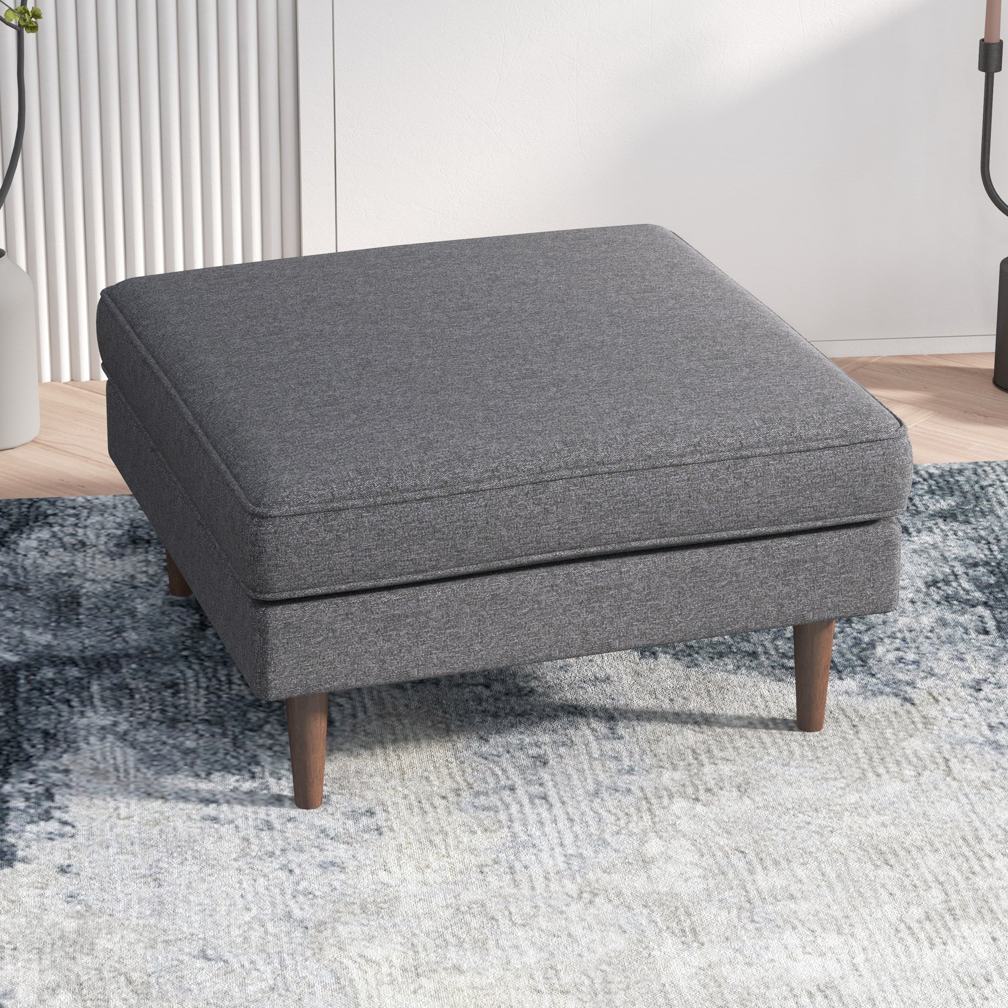 Fordham Dark Gray Fabric Ottoman - MidinMod