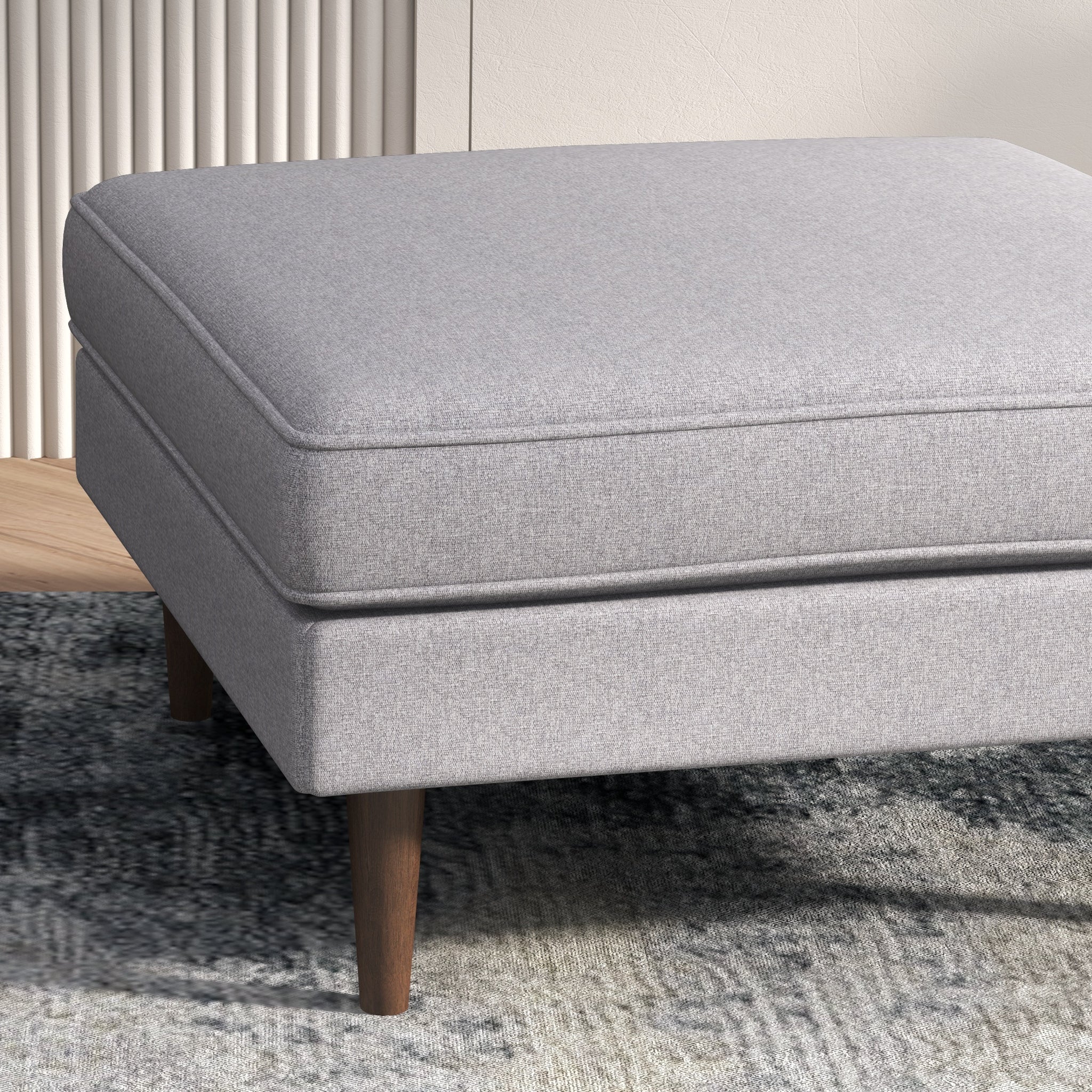 Fordham Light Gray Fabric Ottoman - MidinMod