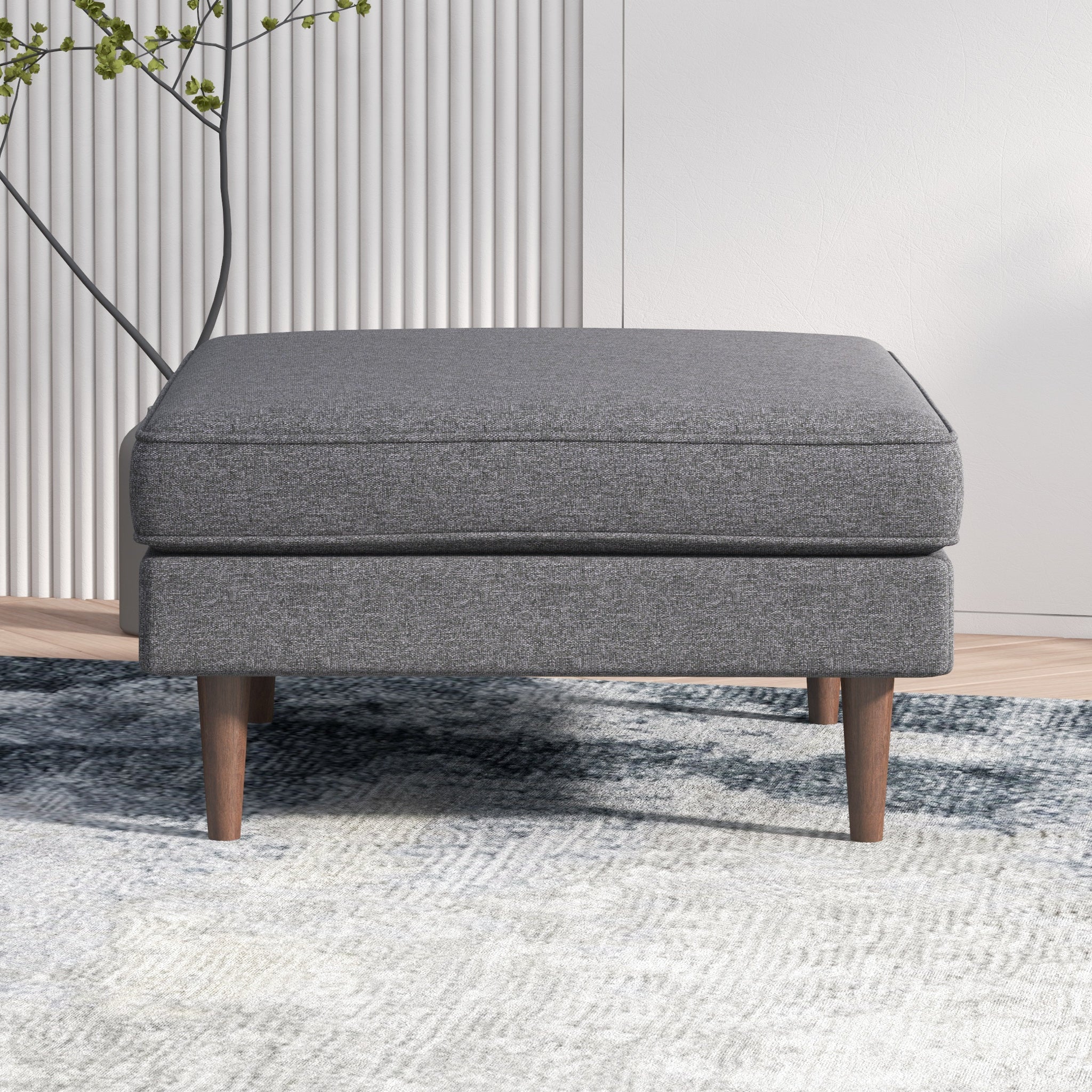 Fordham Dark Gray Fabric Ottoman - MidinMod