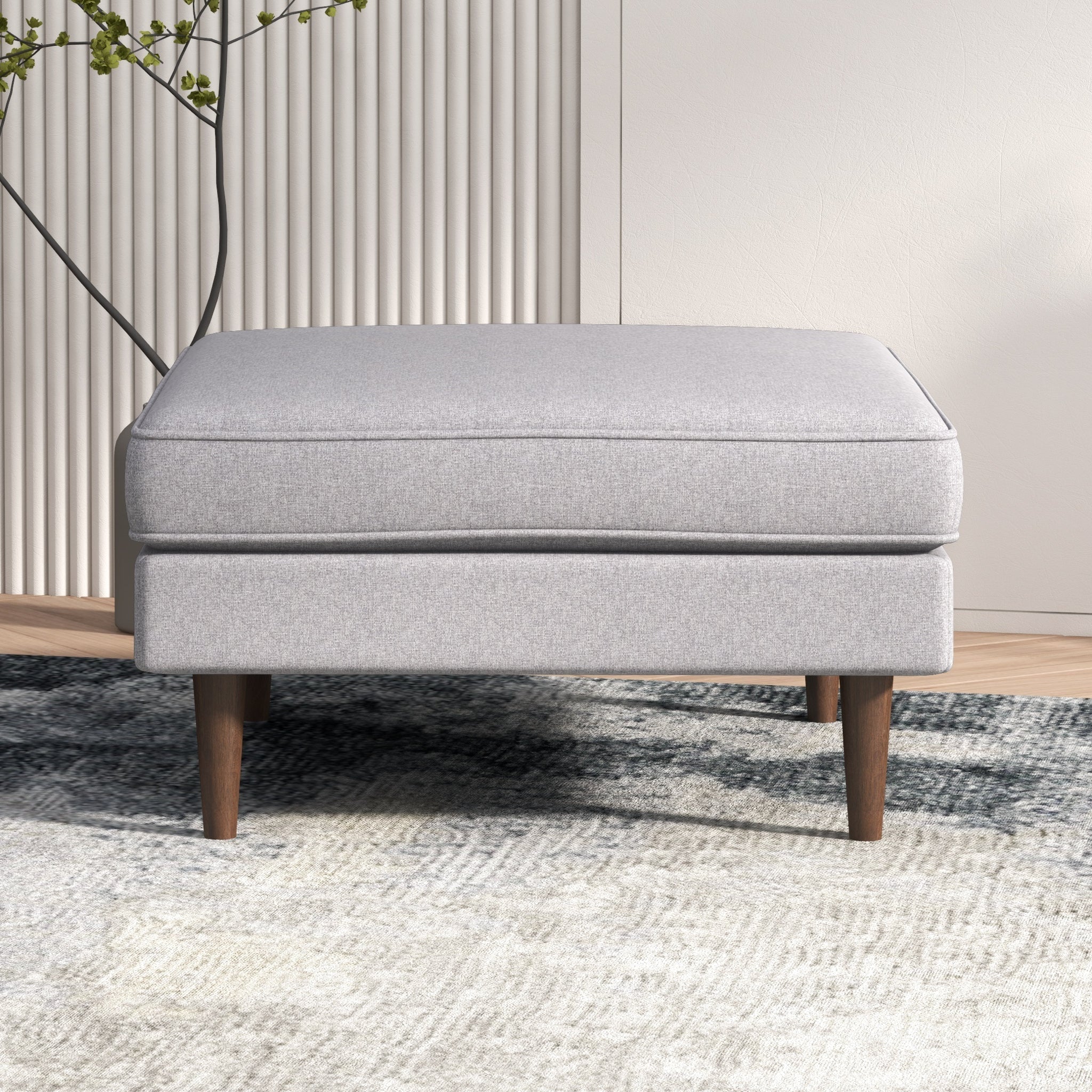 Fordham Light Gray Fabric Ottoman - MidinMod