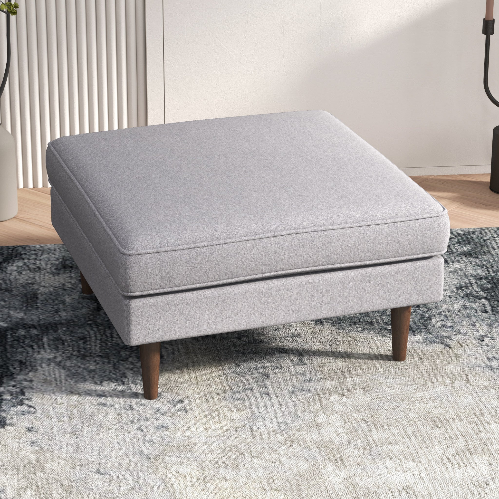 Fordham Light Gray Fabric Ottoman - MidinMod
