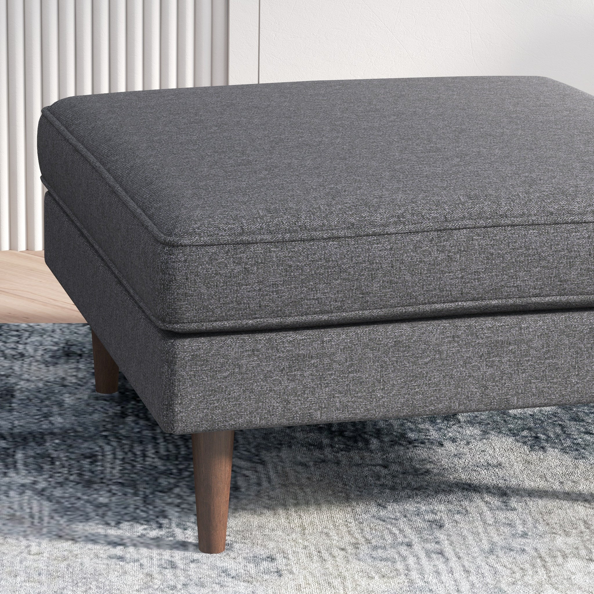 Fordham Dark Gray Fabric Ottoman - MidinMod