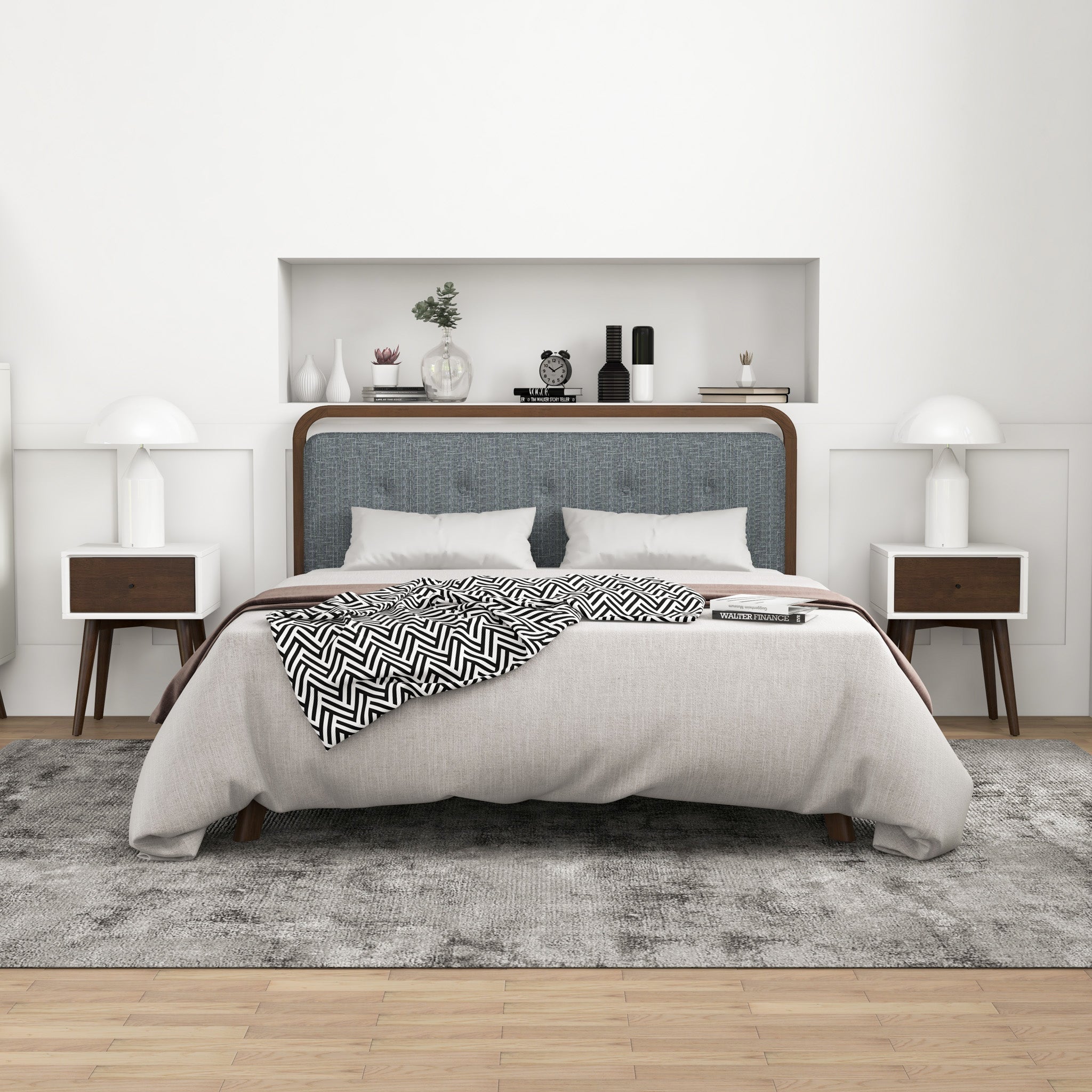 Hayes White Solid Wood Base Night Stand - MidinMod