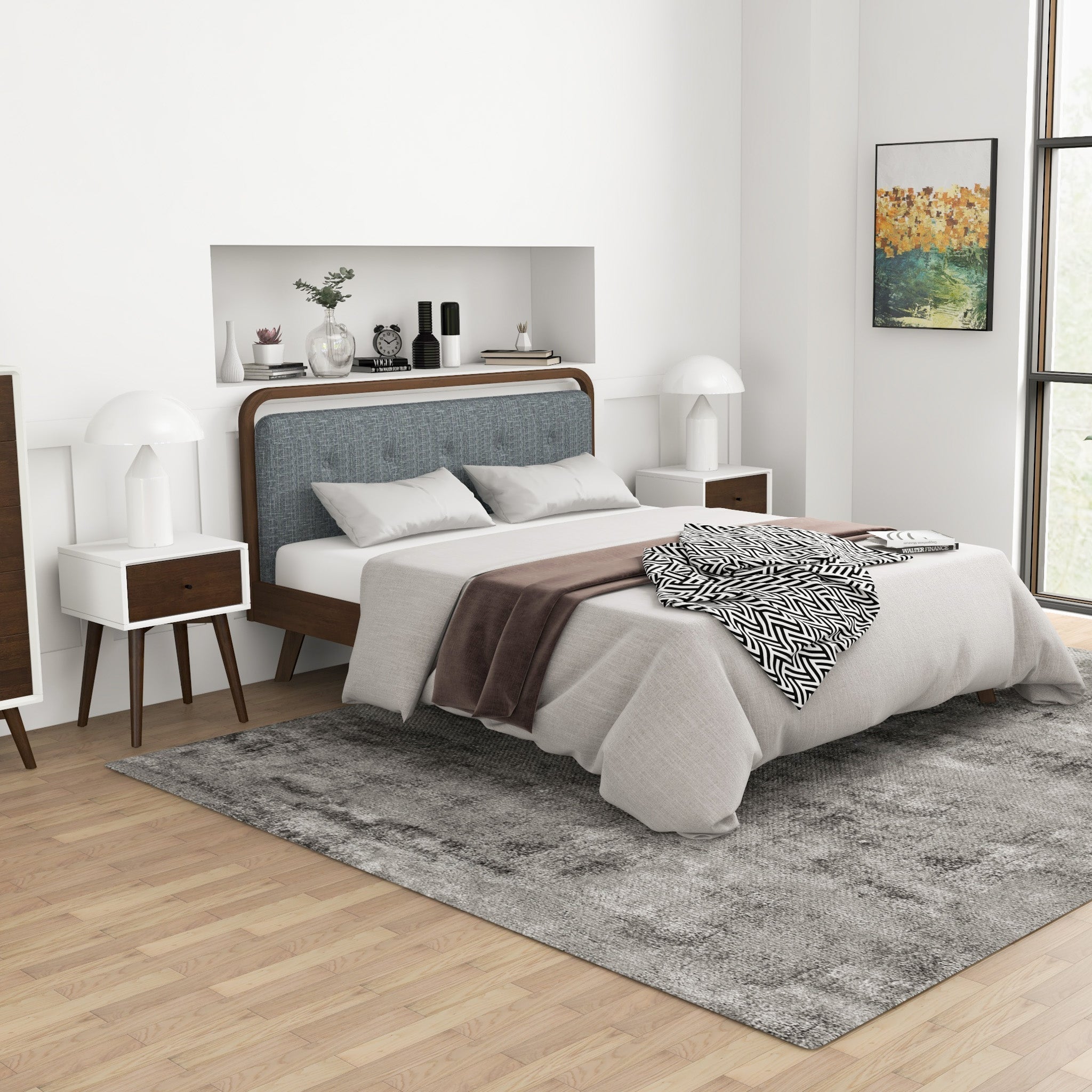 Hayes White Solid Wood Base Night Stand - MidinMod