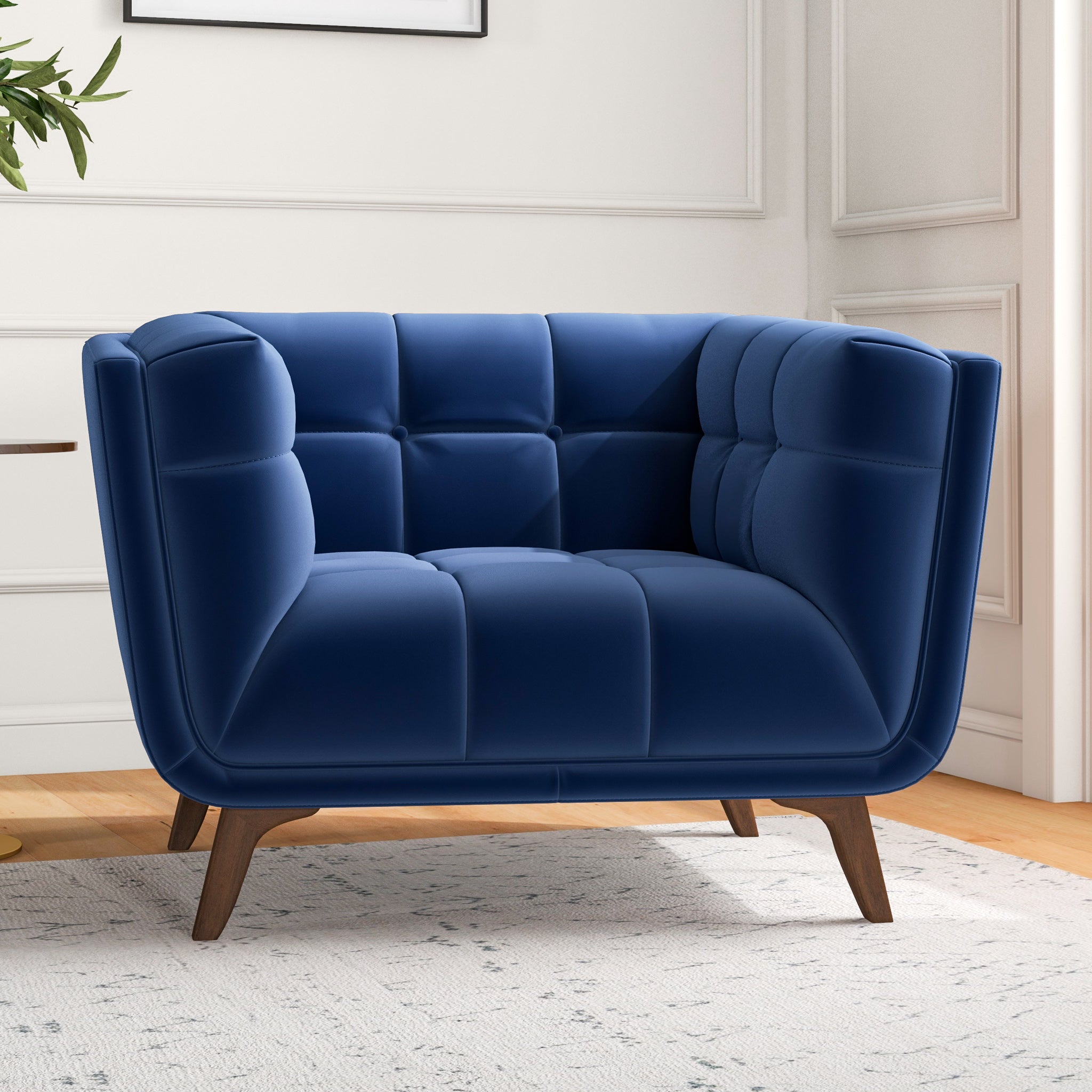Kano Navy Blue Velvet Lounge Chair - MidinMod