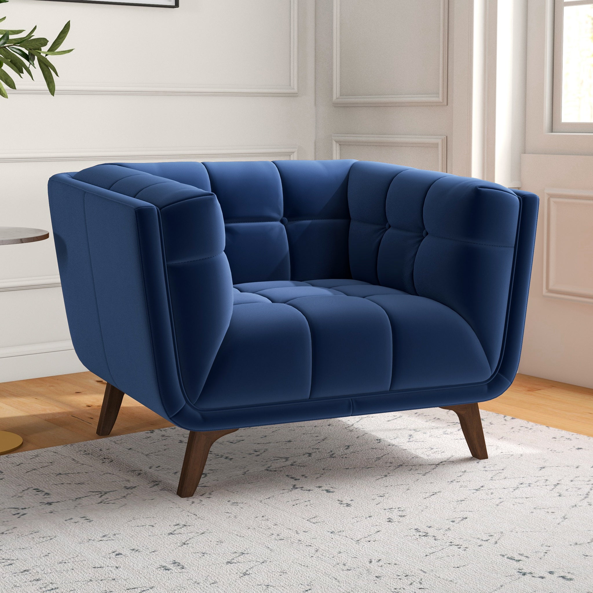 Kano Navy Blue Velvet Lounge Chair - MidinMod
