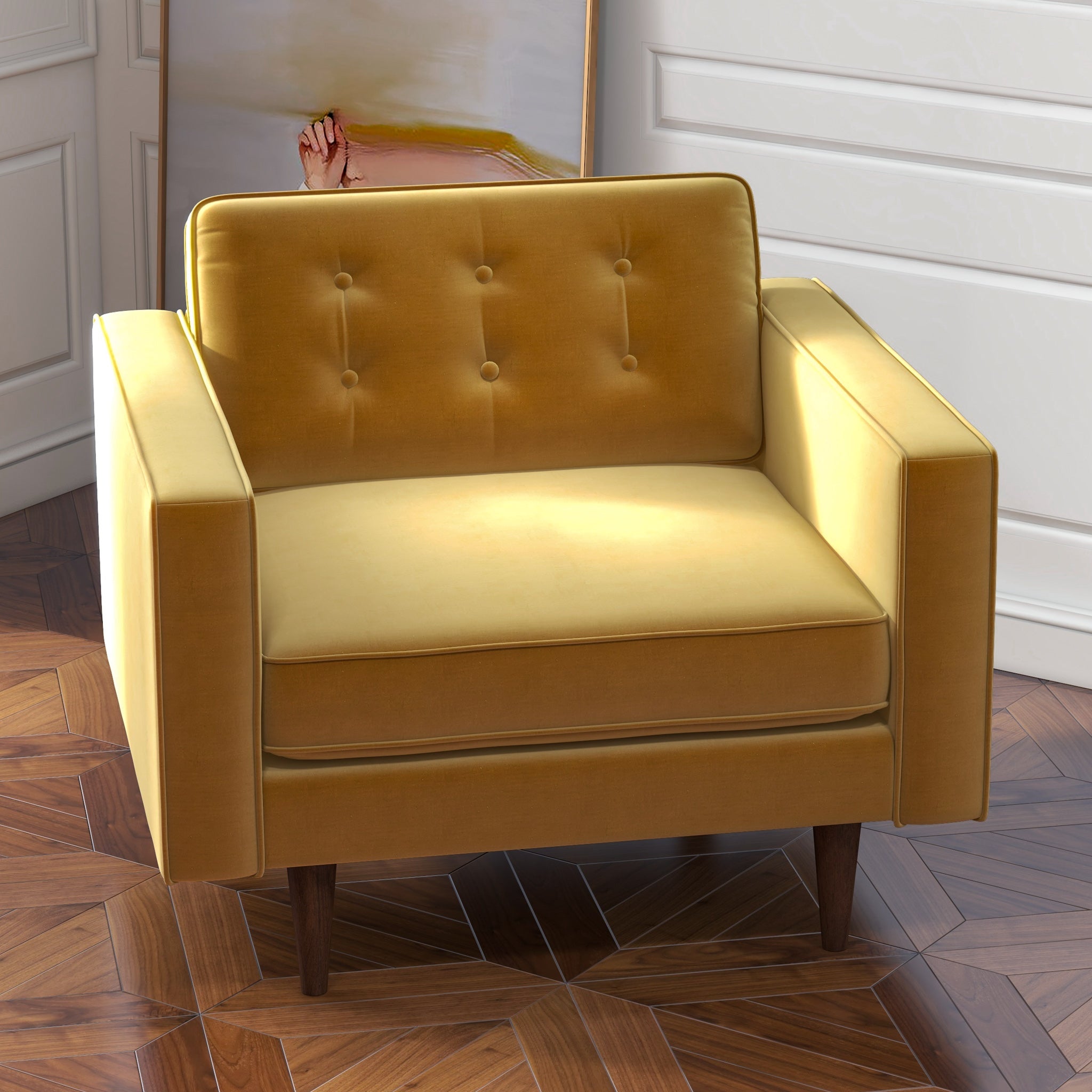 Kirby Gold Velvet Armchair - MidinMod