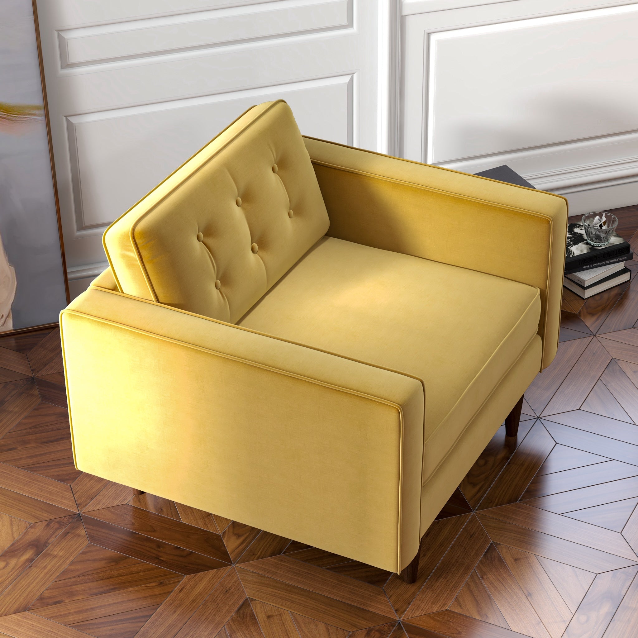 Kirby Gold Velvet Armchair - MidinMod
