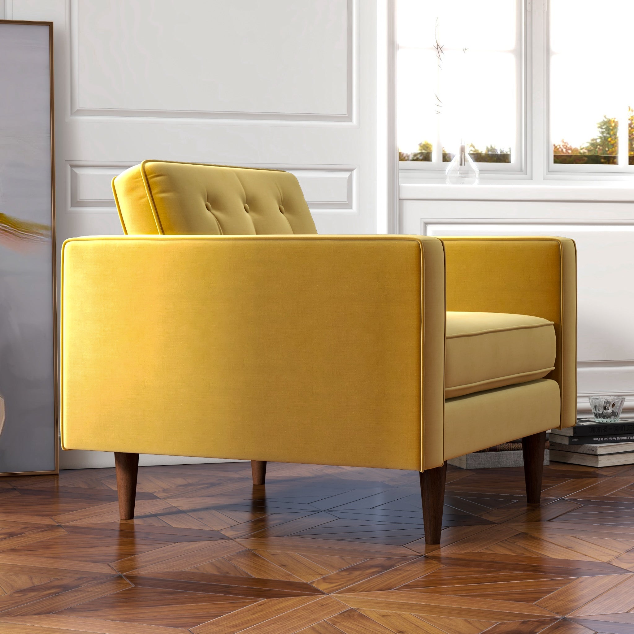 Kirby Gold Velvet Armchair - MidinMod