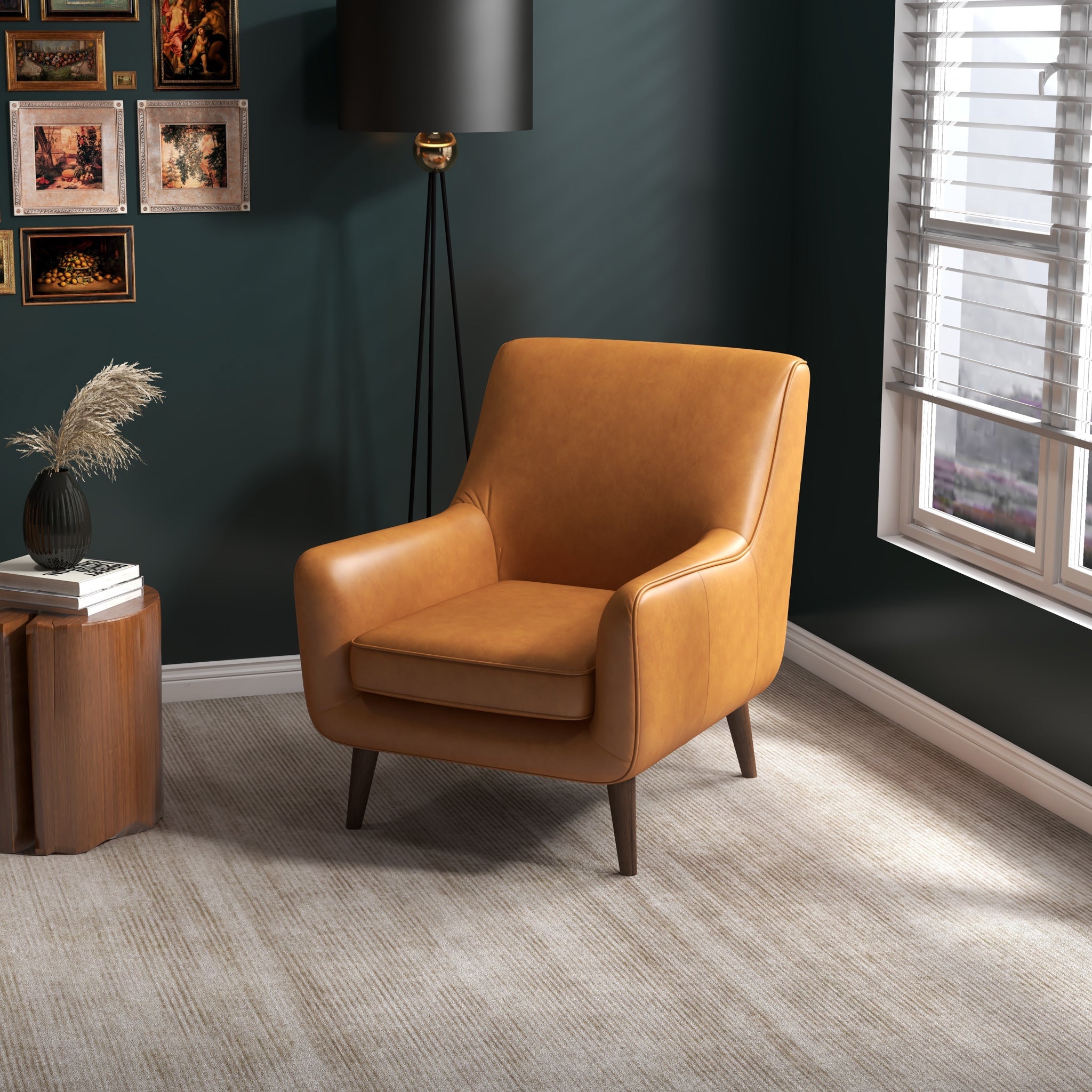 Lexi Tan Leather Lounge Chair - MidinMod