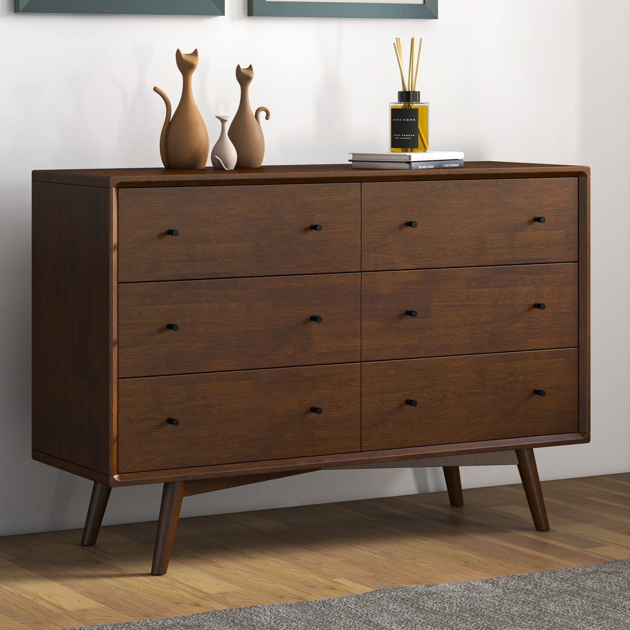 Noak Mid Century Modern Dresser 6 Drawer Walnut - MidinMod