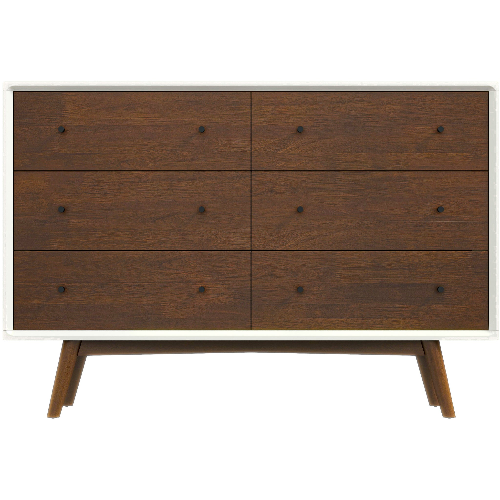 Noak White Mid Century Modern Dresser 6 Drawer - MidinMod