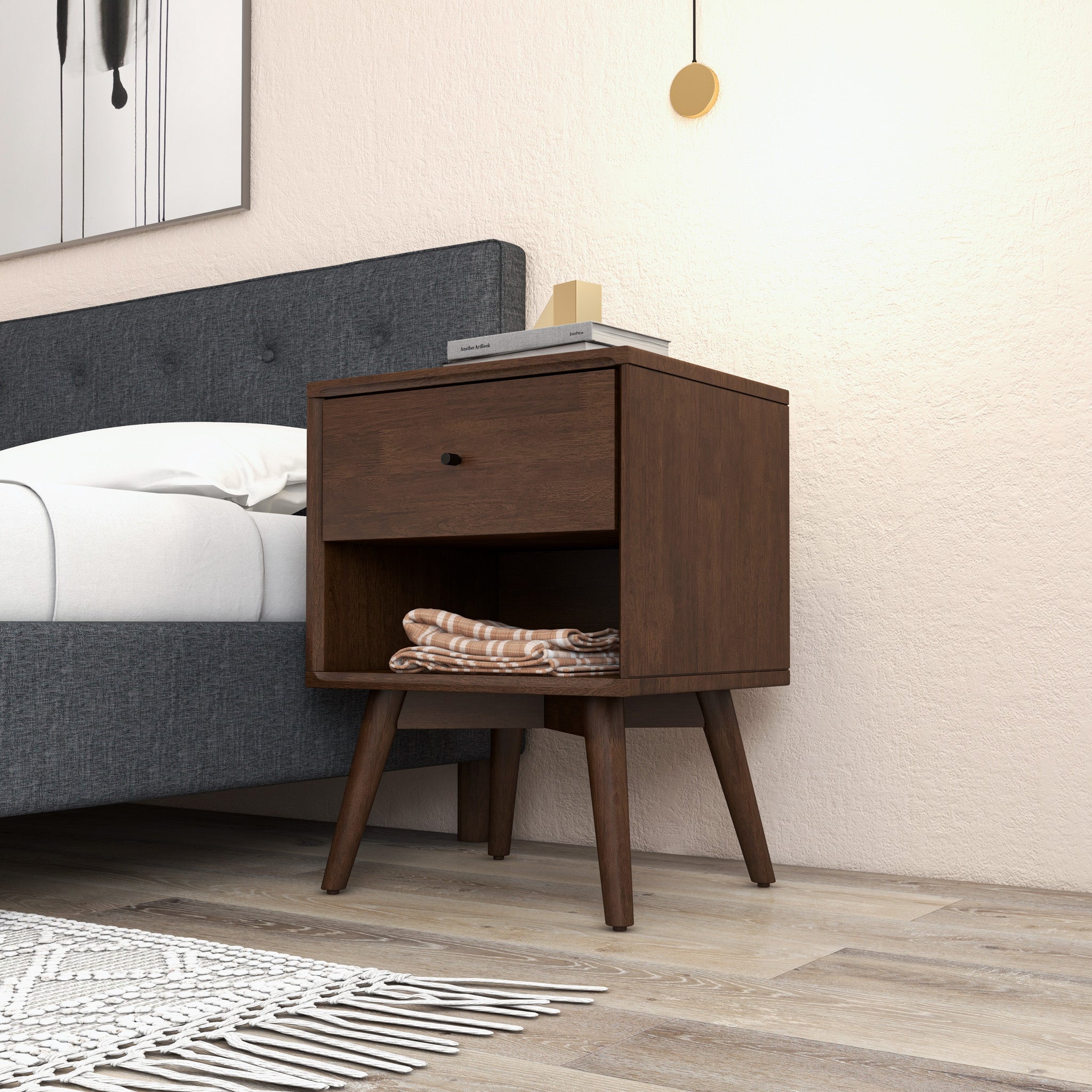 Noak Single Drawer Mid Century Modern Style Night Stand - MidinMod