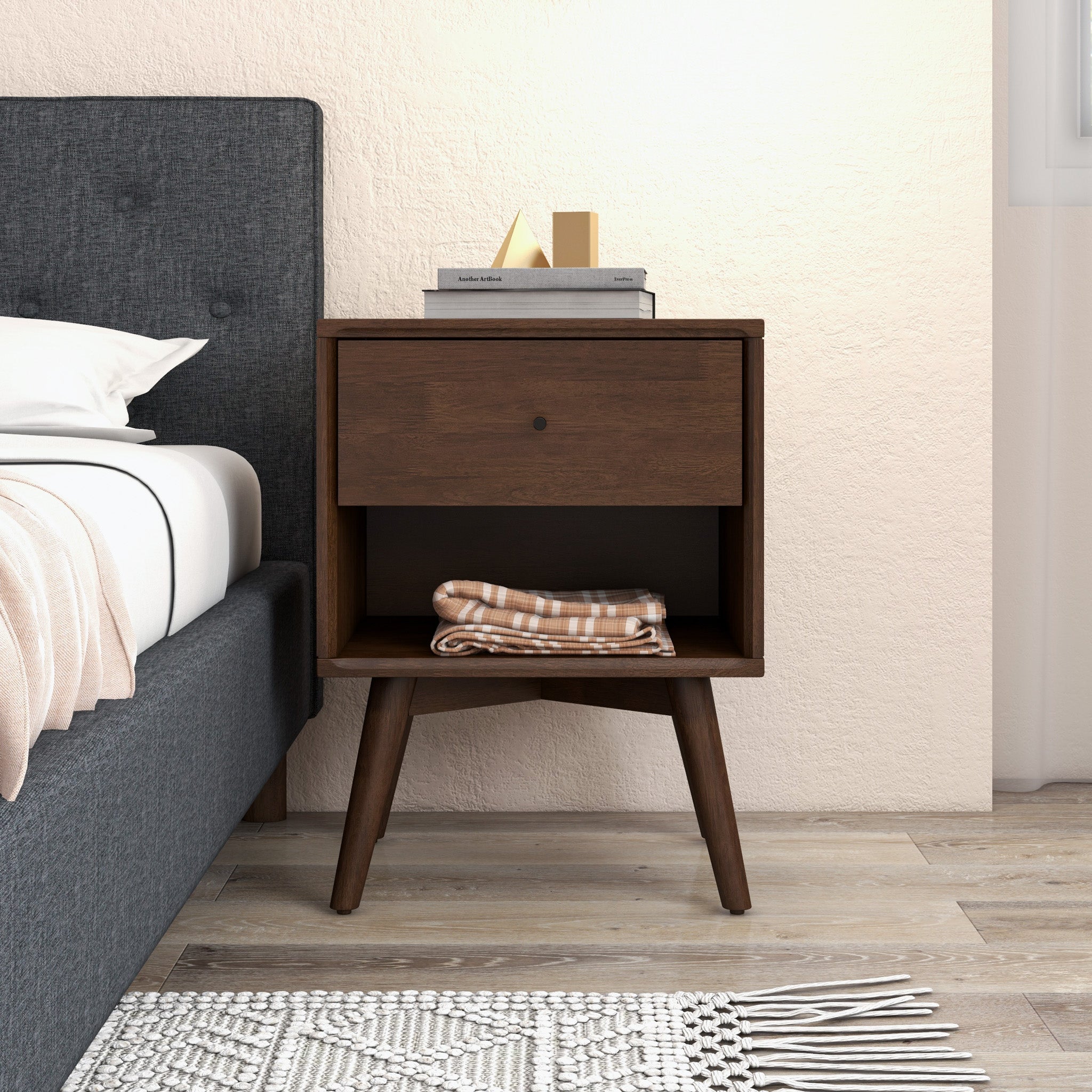 Noak Single Drawer Mid Century Modern Style Night Stand - MidinMod