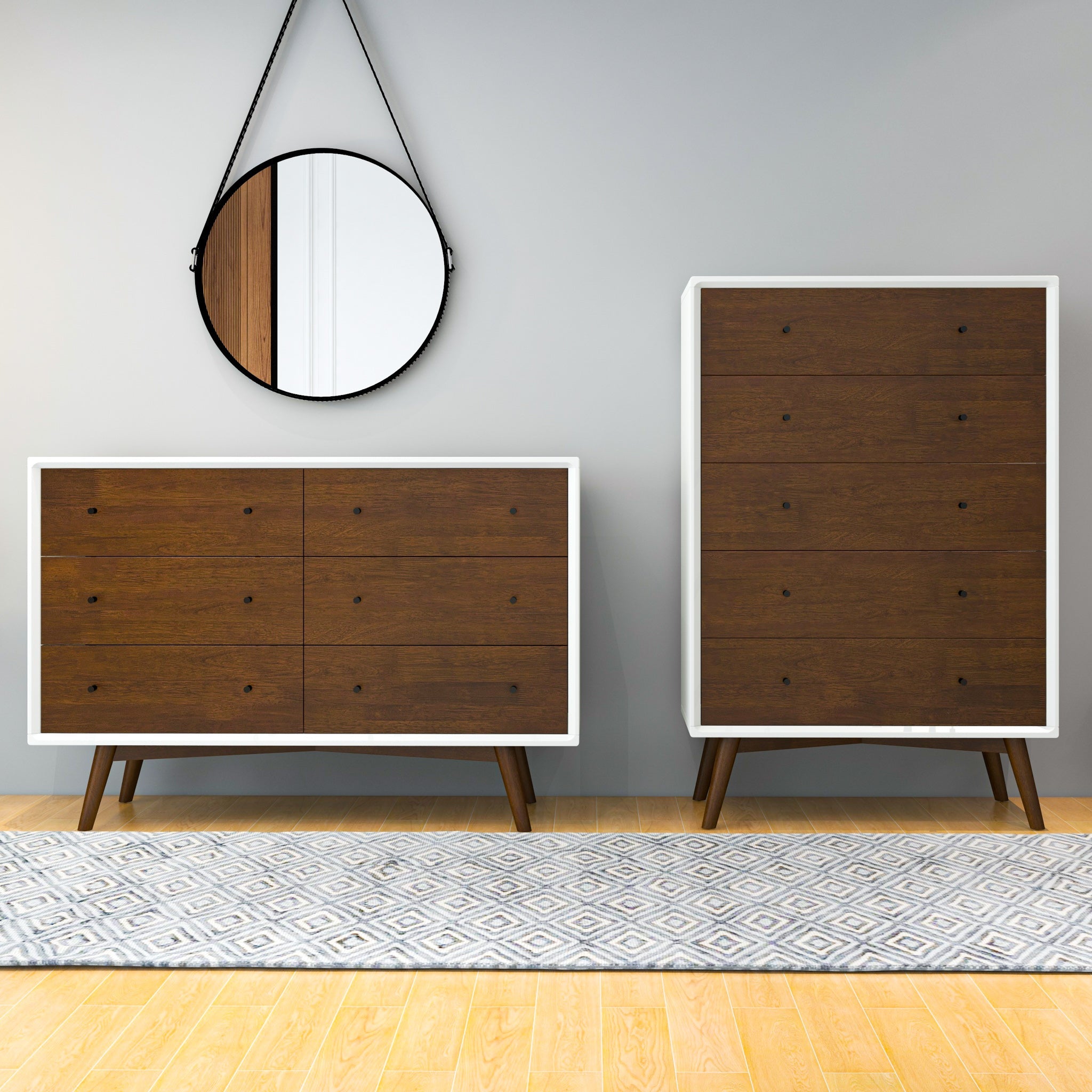 Noak White Mid Century Modern Dresser 6 Drawer - MidinMod