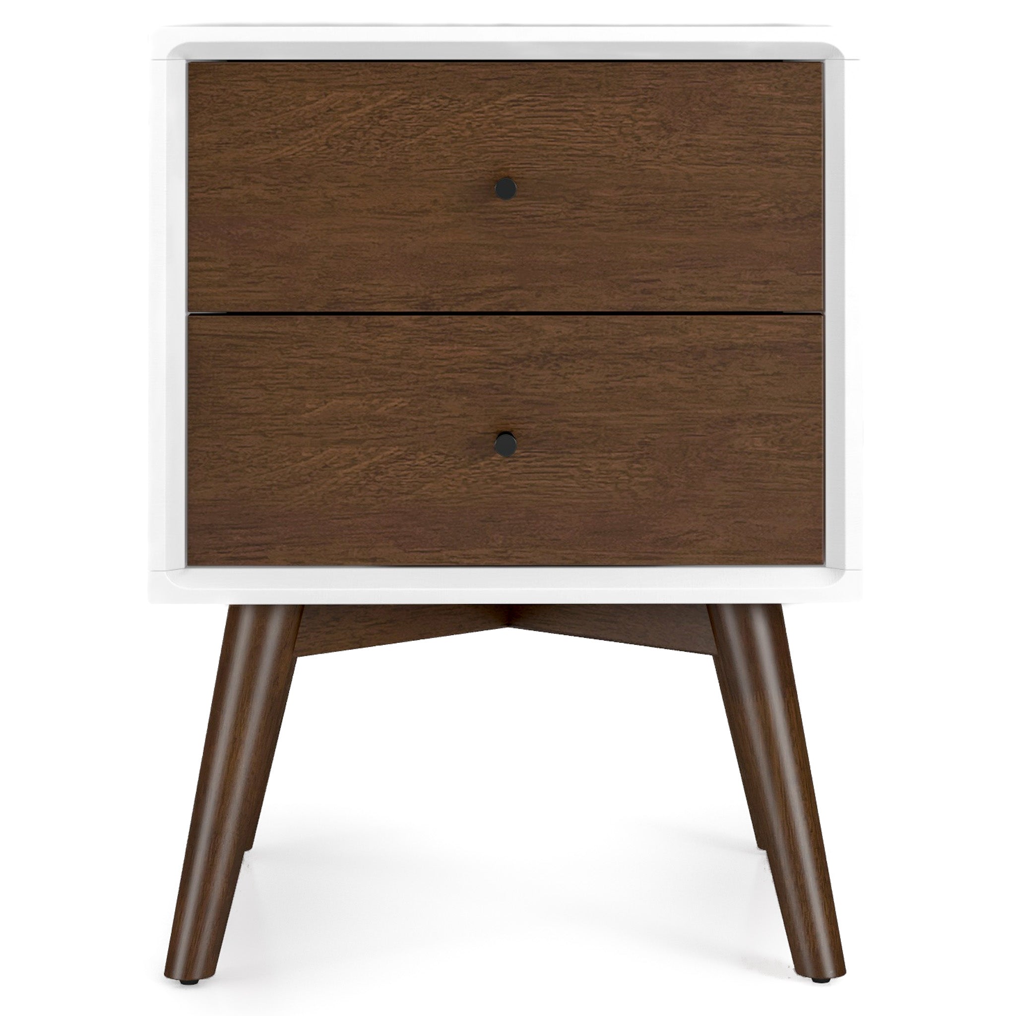 Noak White Walnut Mid Century Modern Style Night Stand - MidinMod