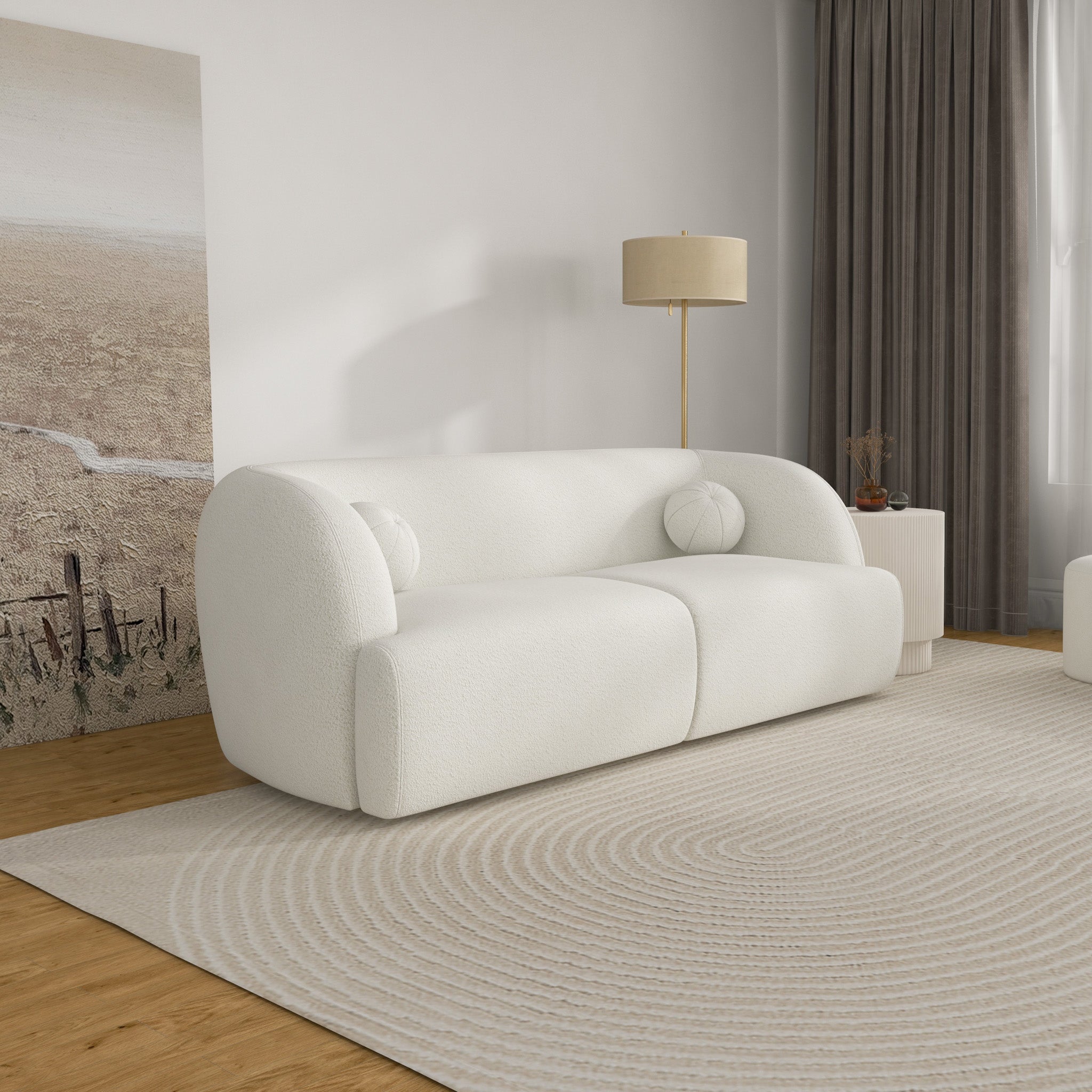 Quinn Sofa - Ivory Boucle - MidinMod
