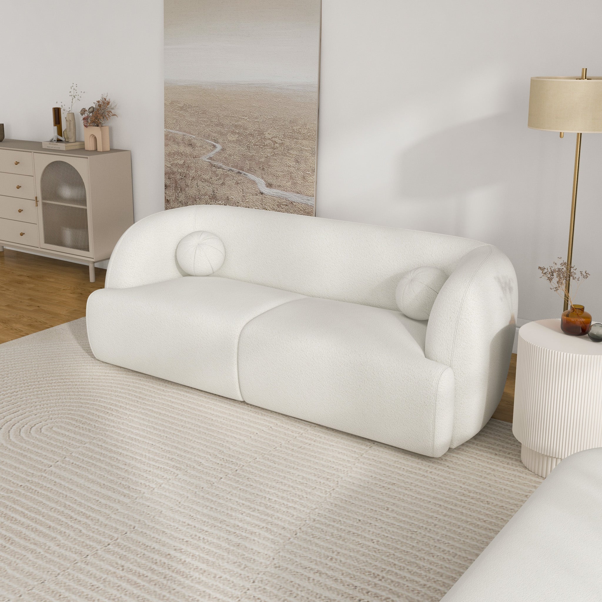 Quinn Sofa - Ivory Boucle - MidinMod