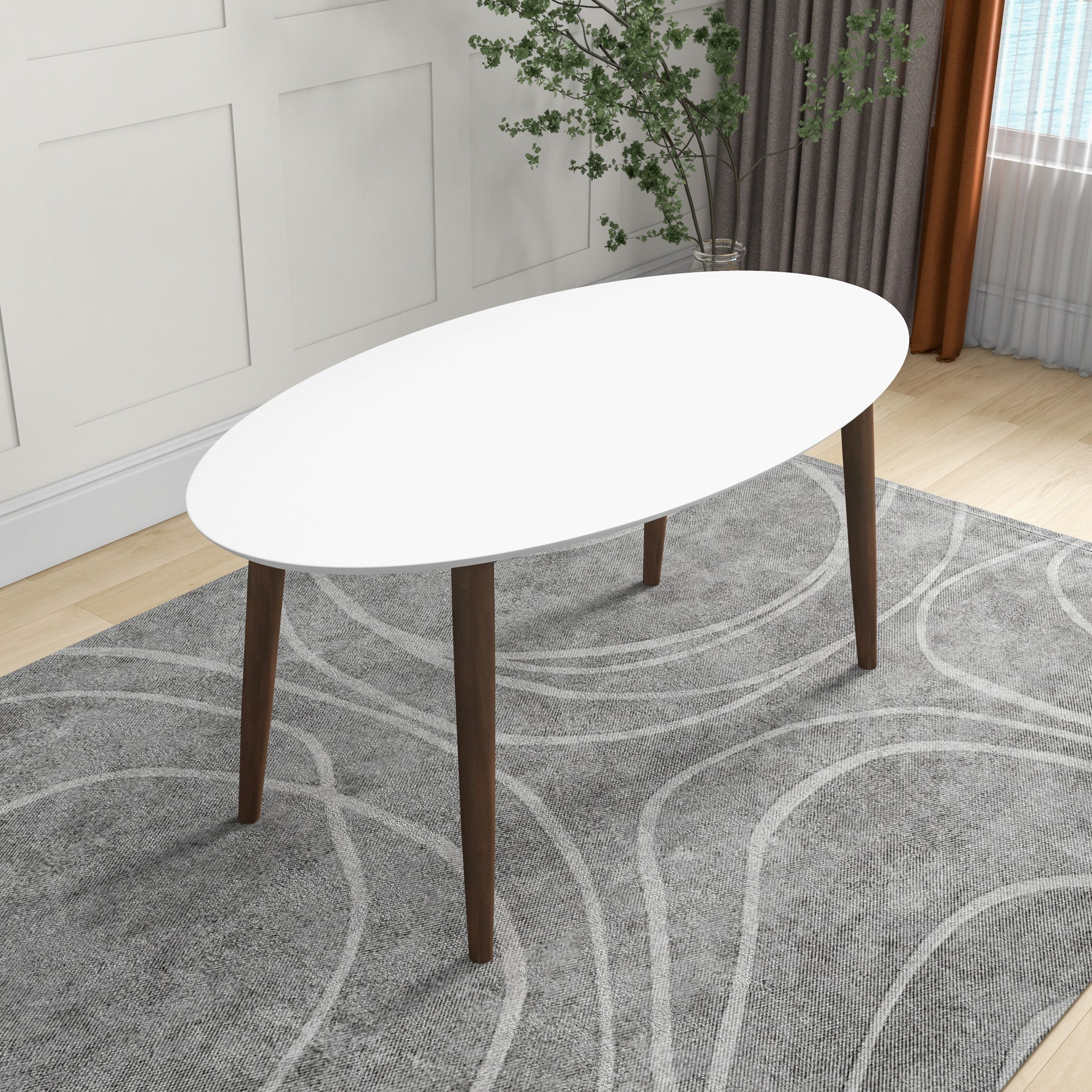 Rixos Oval Dining Table White Top - MidinMod