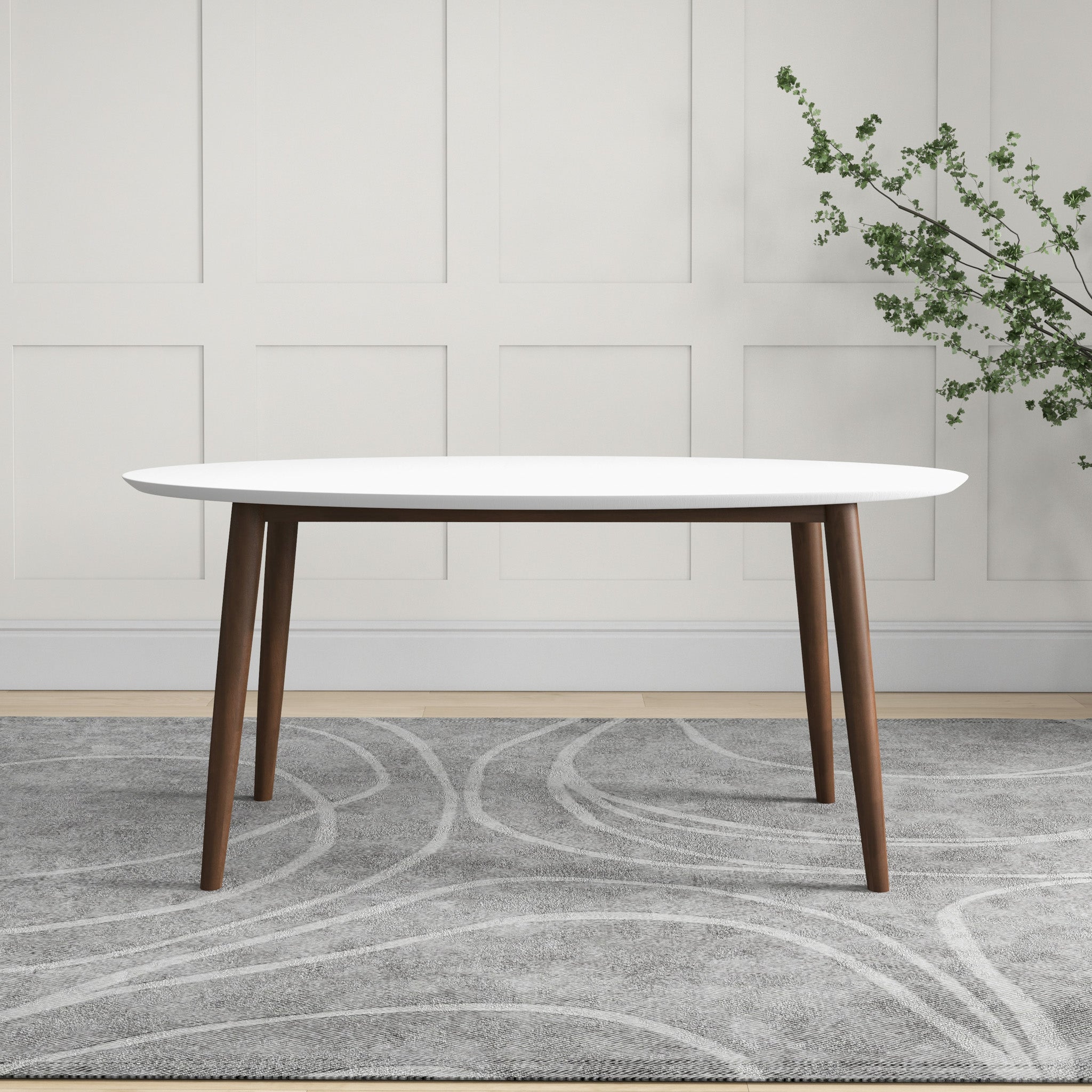 Rixos Oval Dining Table White Top - MidinMod
