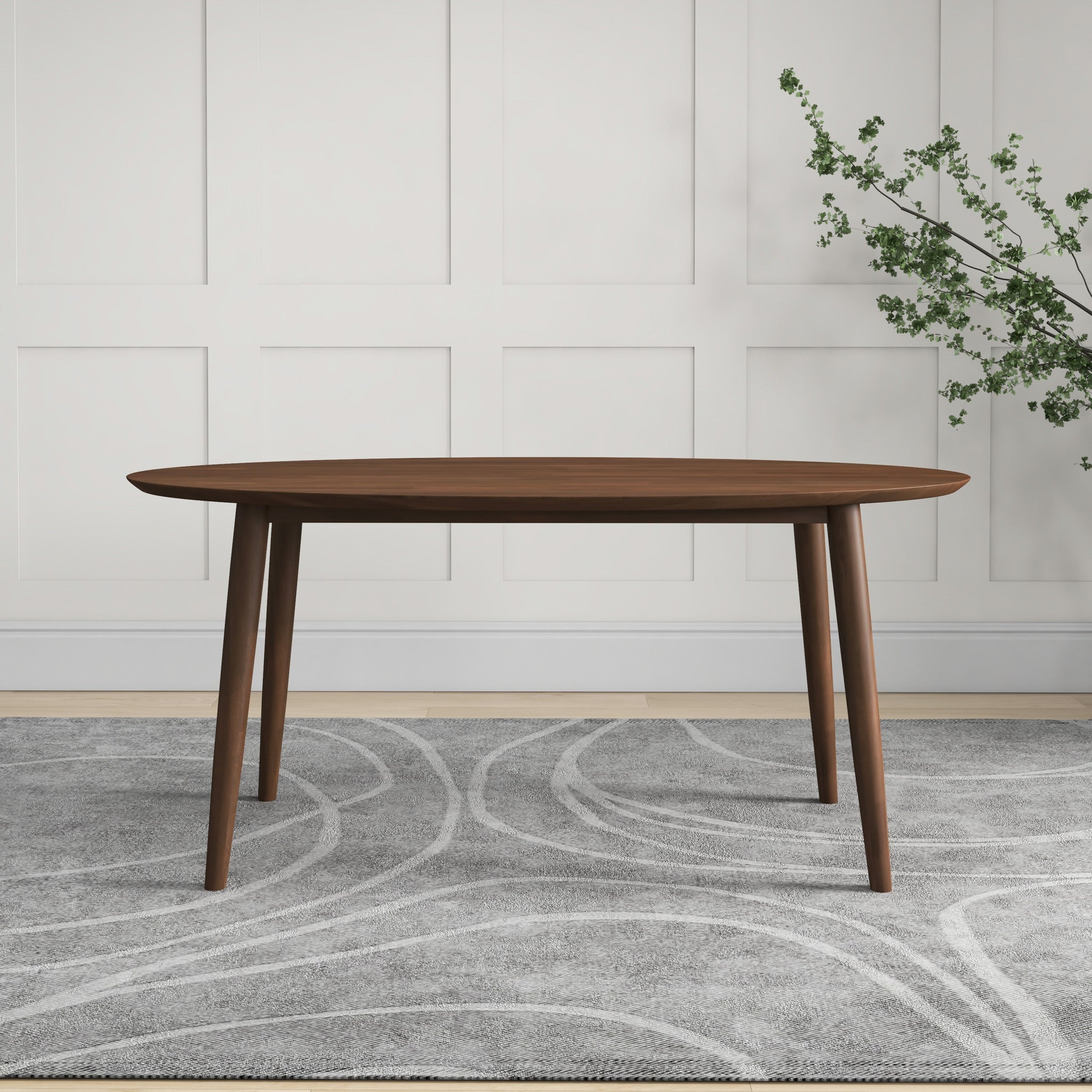 Rixos Oval Dining Table Walnut Top - MidinMod