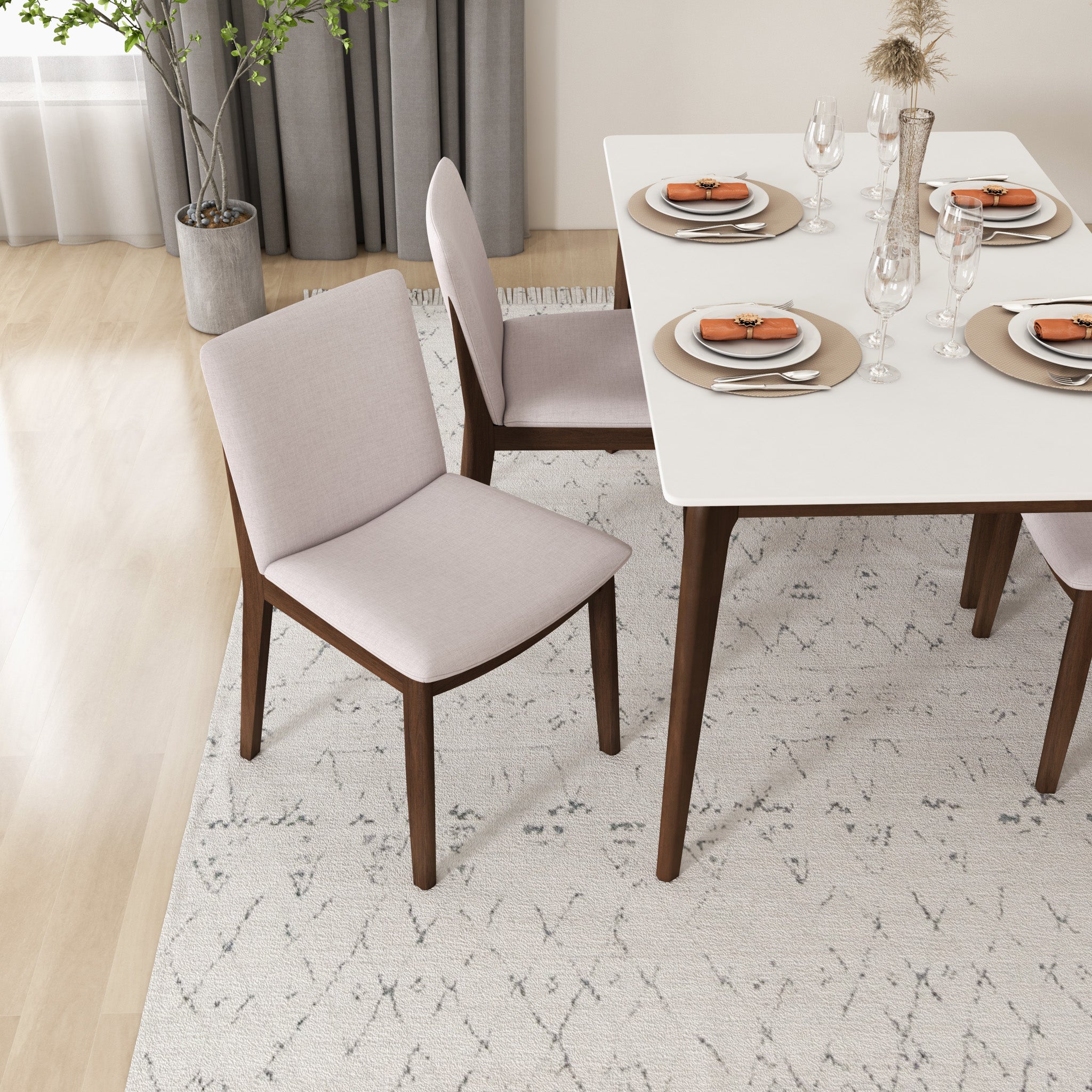Virginia Dining Chair Beige Linen Set of 2 - MidinMod