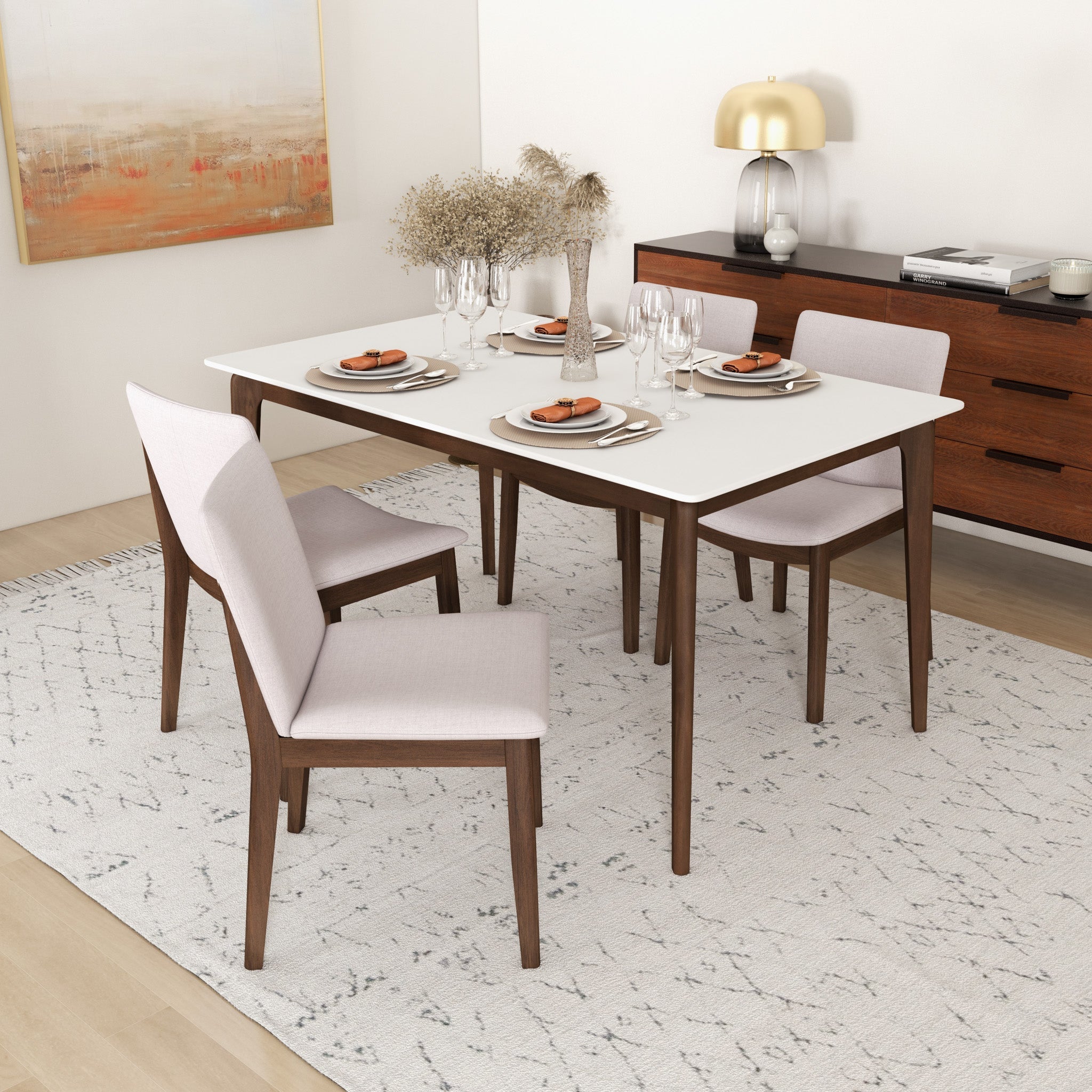 Virginia Dining Chair Beige Linen Set of 2 - MidinMod