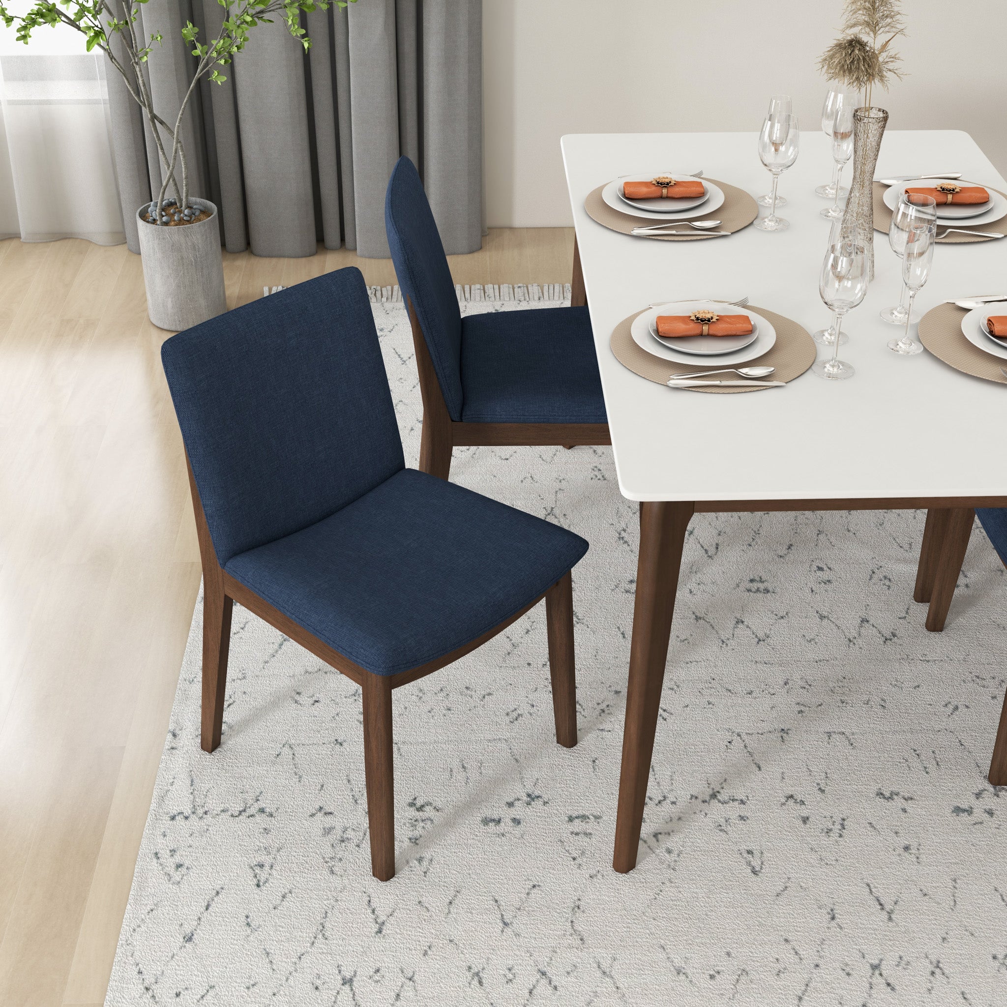 Virginia Dining Chair Navy Blue Set of 2 - MidinMod