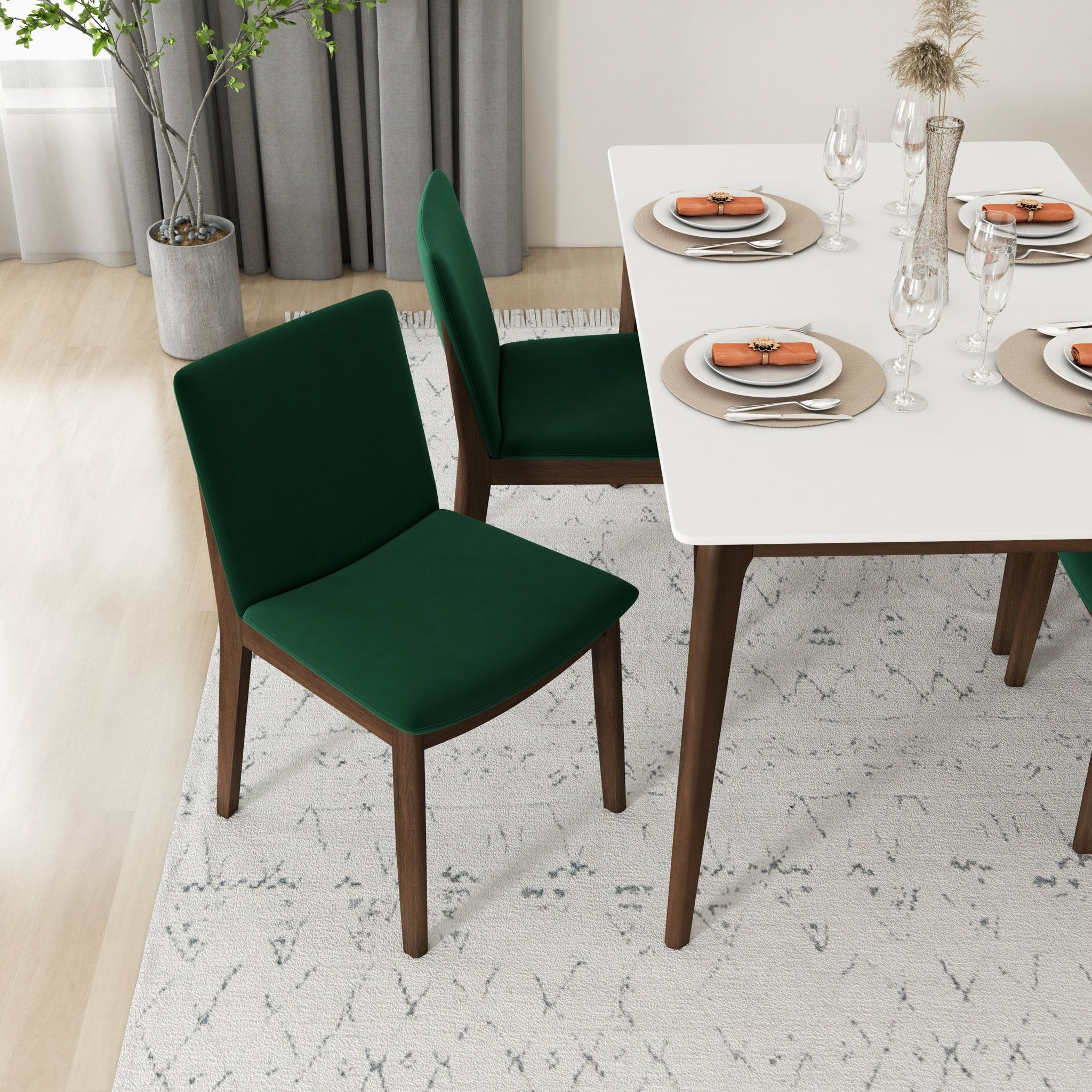 Virginia Dining Chair Green Velvet Set of 2 - MidinMod