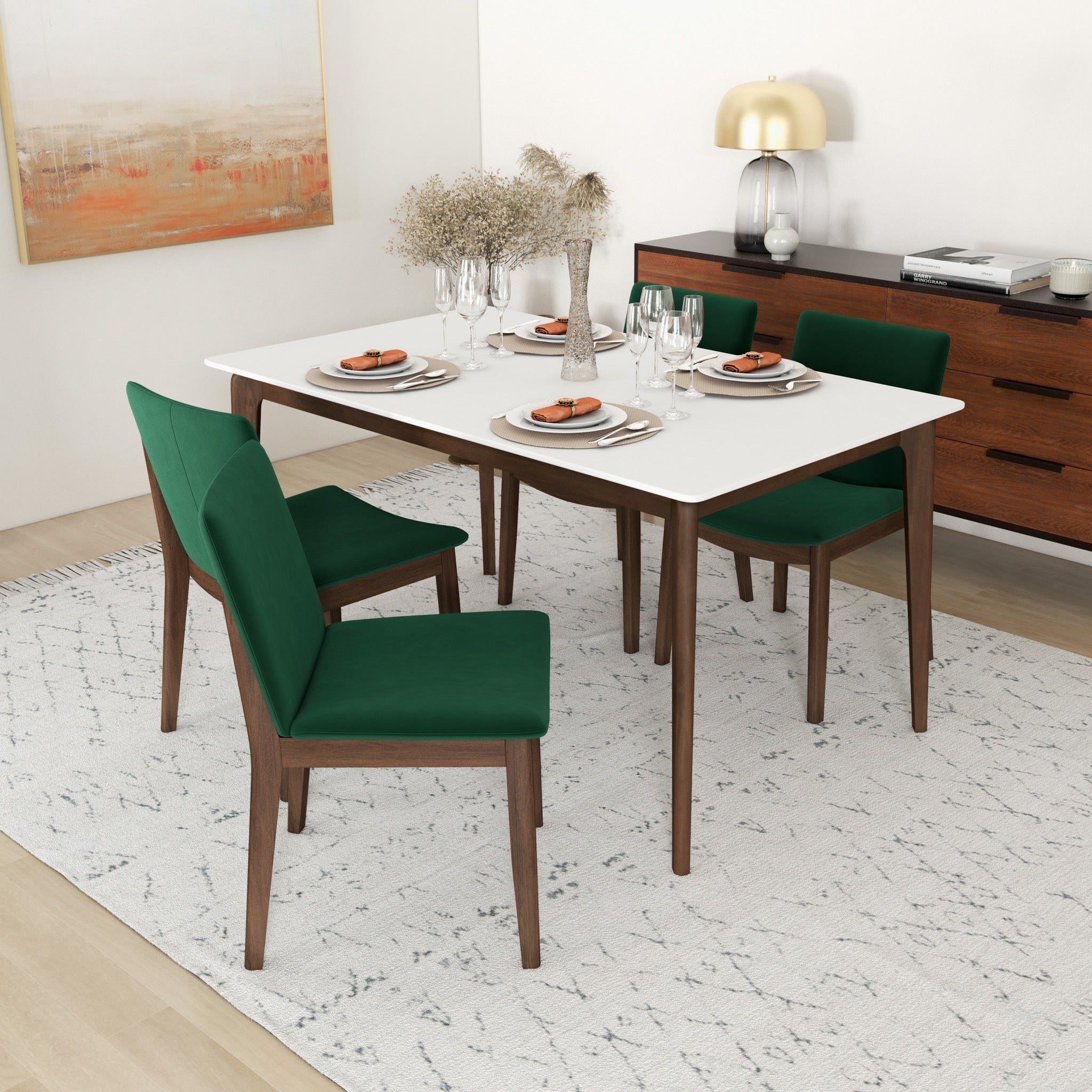 Virginia Dining Chair Green Velvet Set of 2 - MidinMod