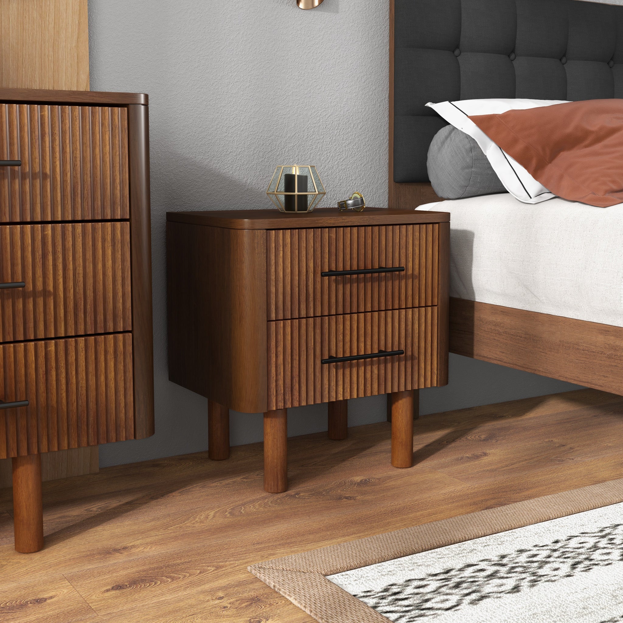Stanley Nightstand with 2 Drawers - MidinMod