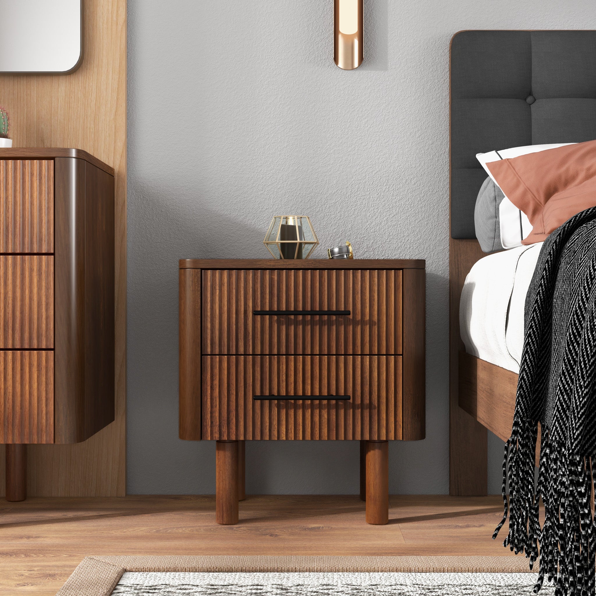 Stanley Nightstand with 2 Drawers - MidinMod