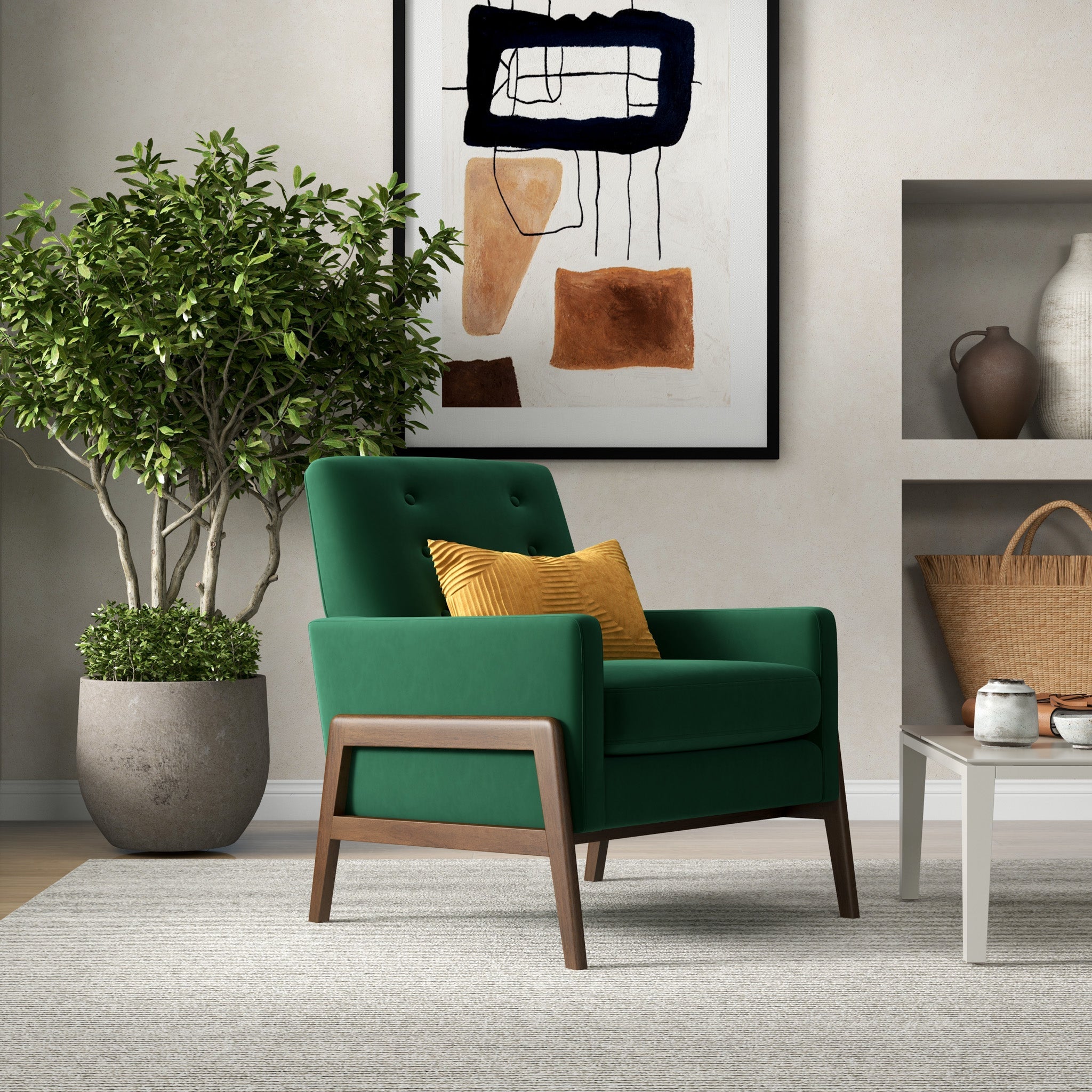 Stella Emerald Green Velvet Lounge Chair - MidinMod