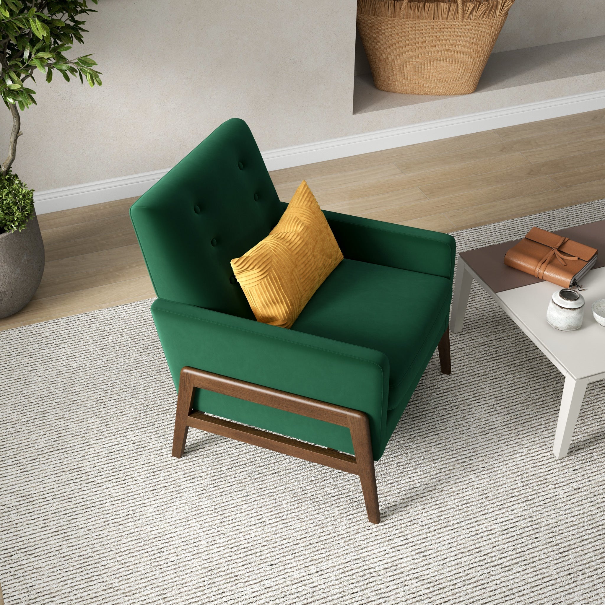 Stella Emerald Green Velvet Lounge Chair - MidinMod