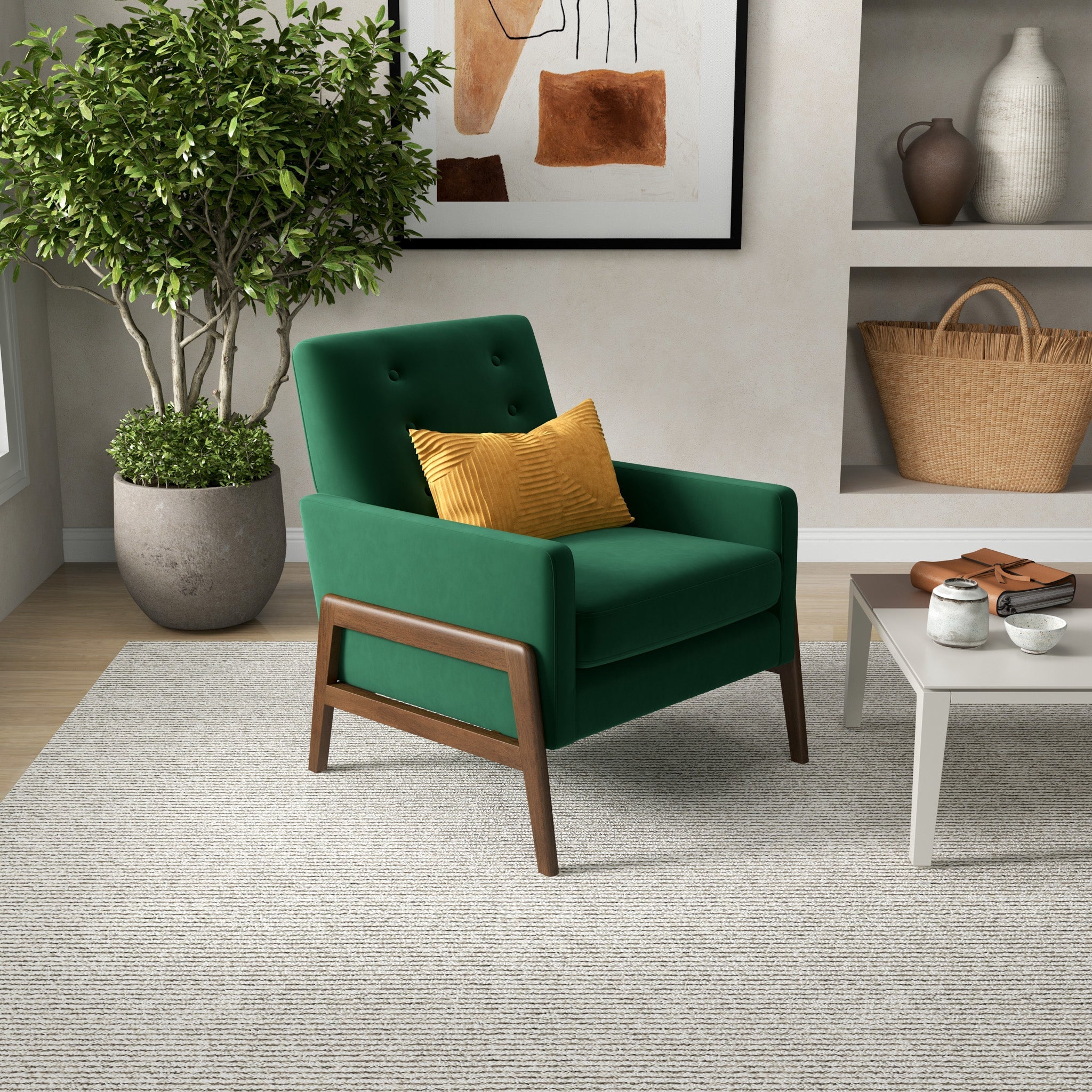Stella Emerald Green Velvet Lounge Chair - MidinMod