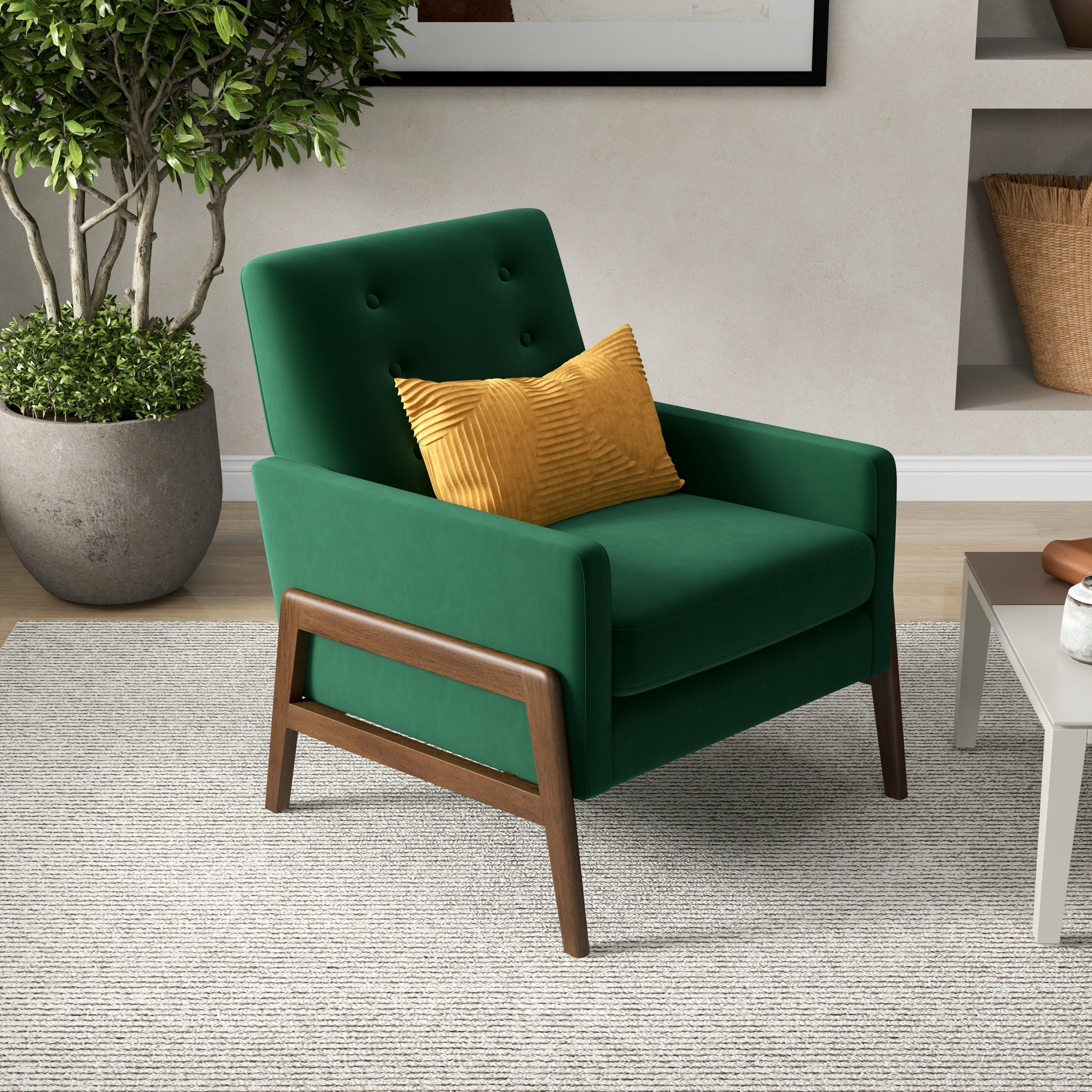 Stella Emerald Green Velvet Lounge Chair - MidinMod