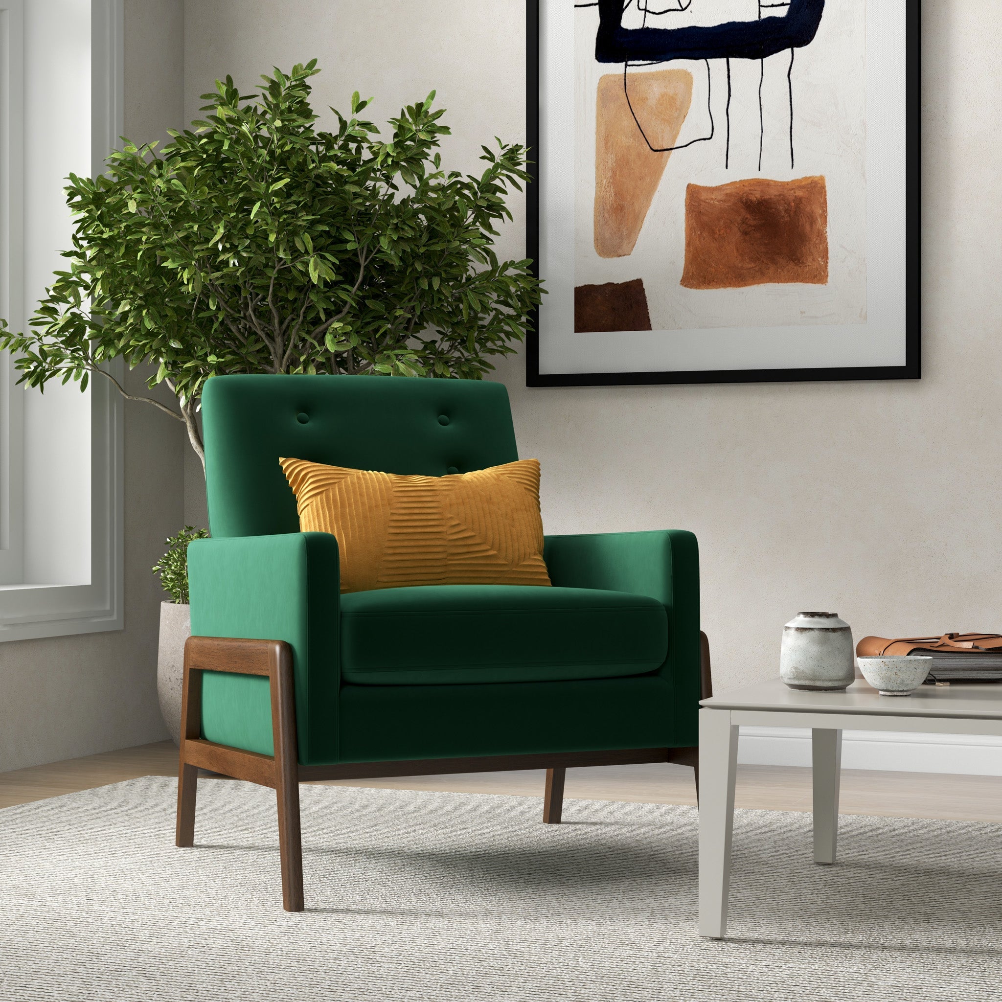 Stella Emerald Green Velvet Lounge Chair - MidinMod