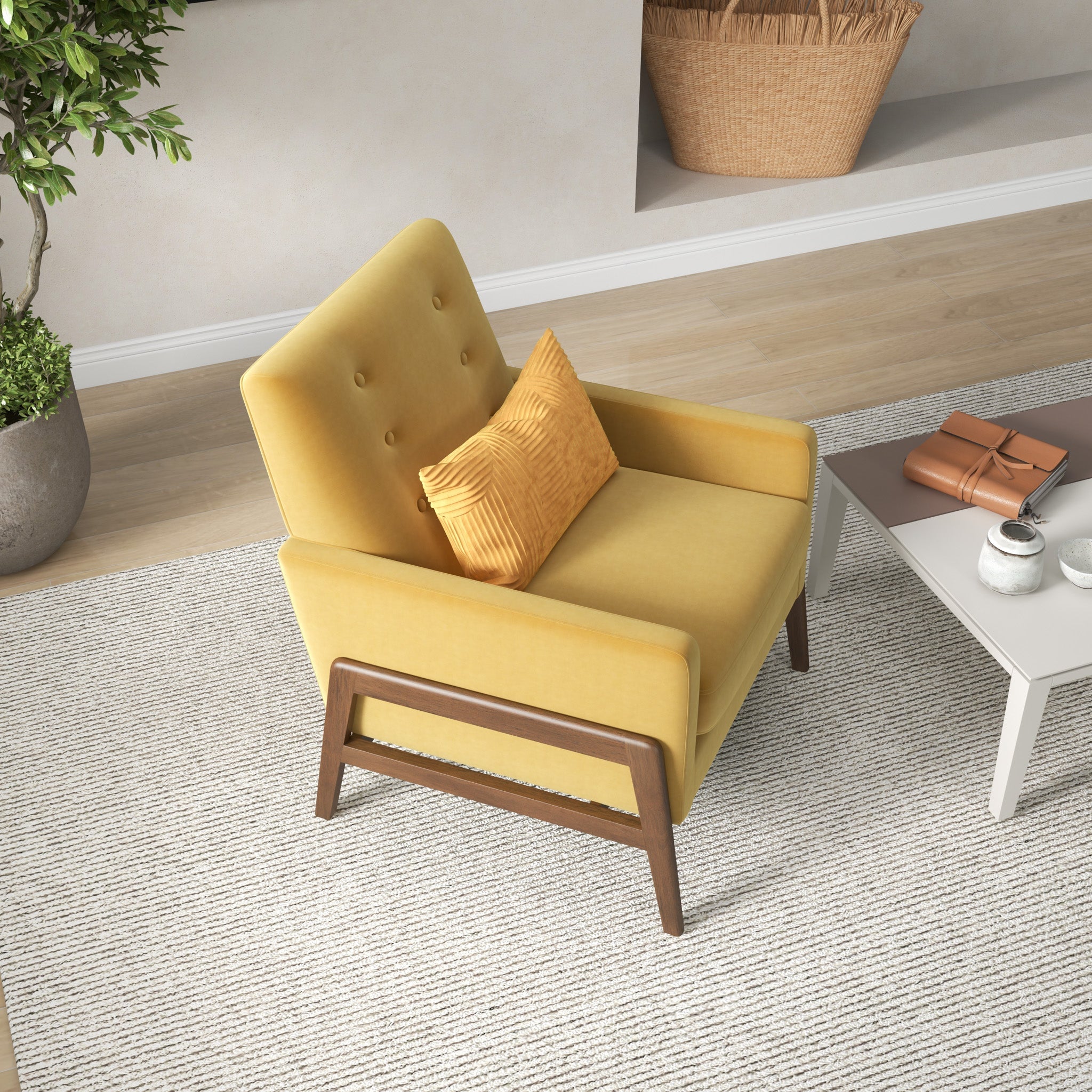Stella Gold Velvet Lounge Chair - MidinMod