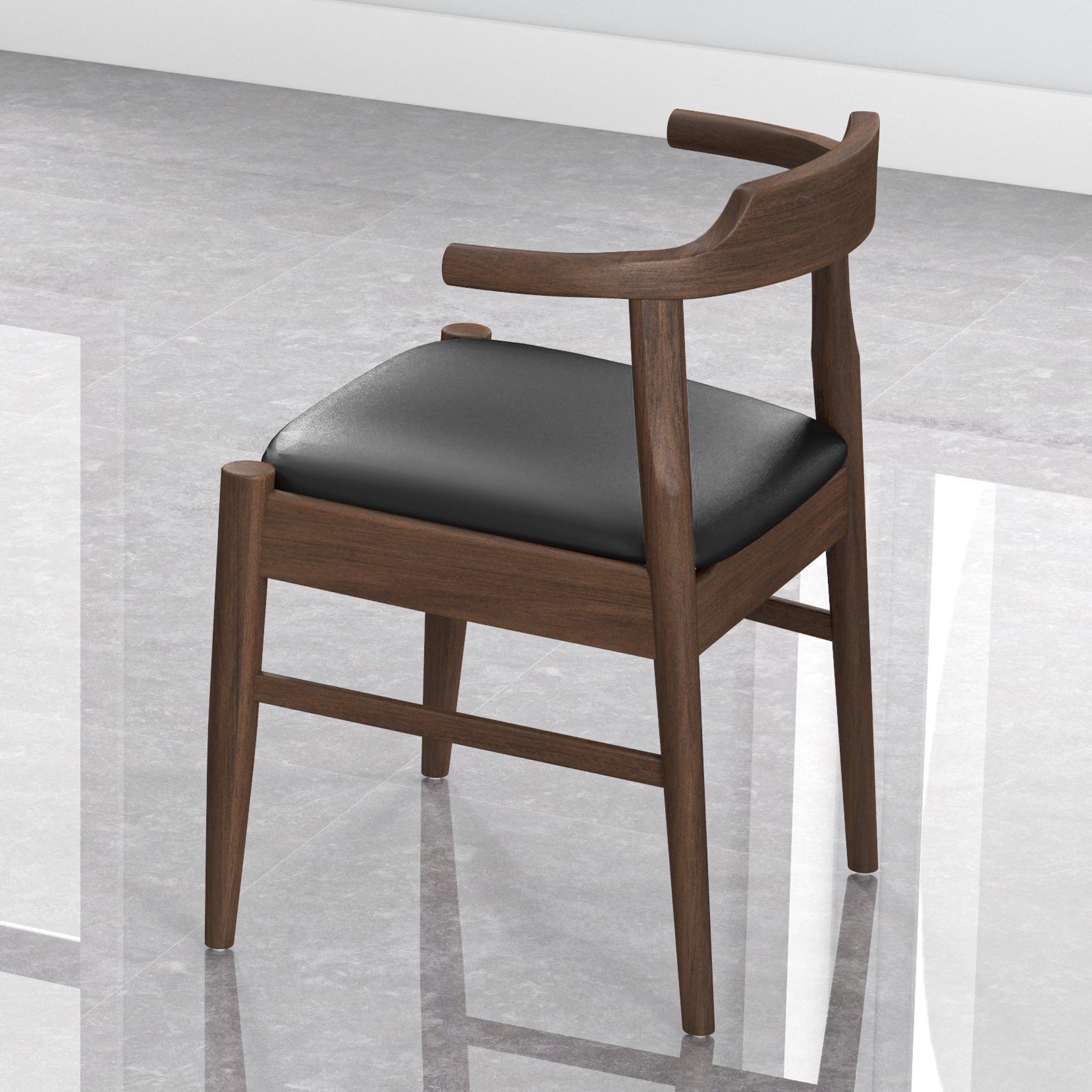 Sterling Dining Chair Black Leather Set of 2 - MidinMod