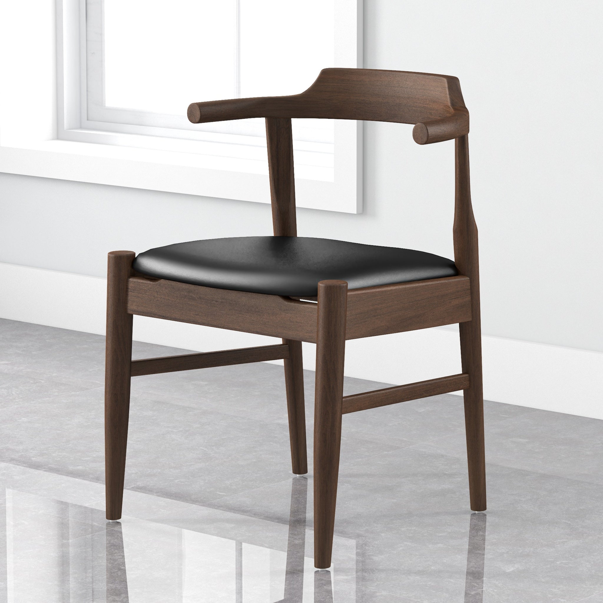 Sterling Dining Chair Black Leather Set of 2 - MidinMod