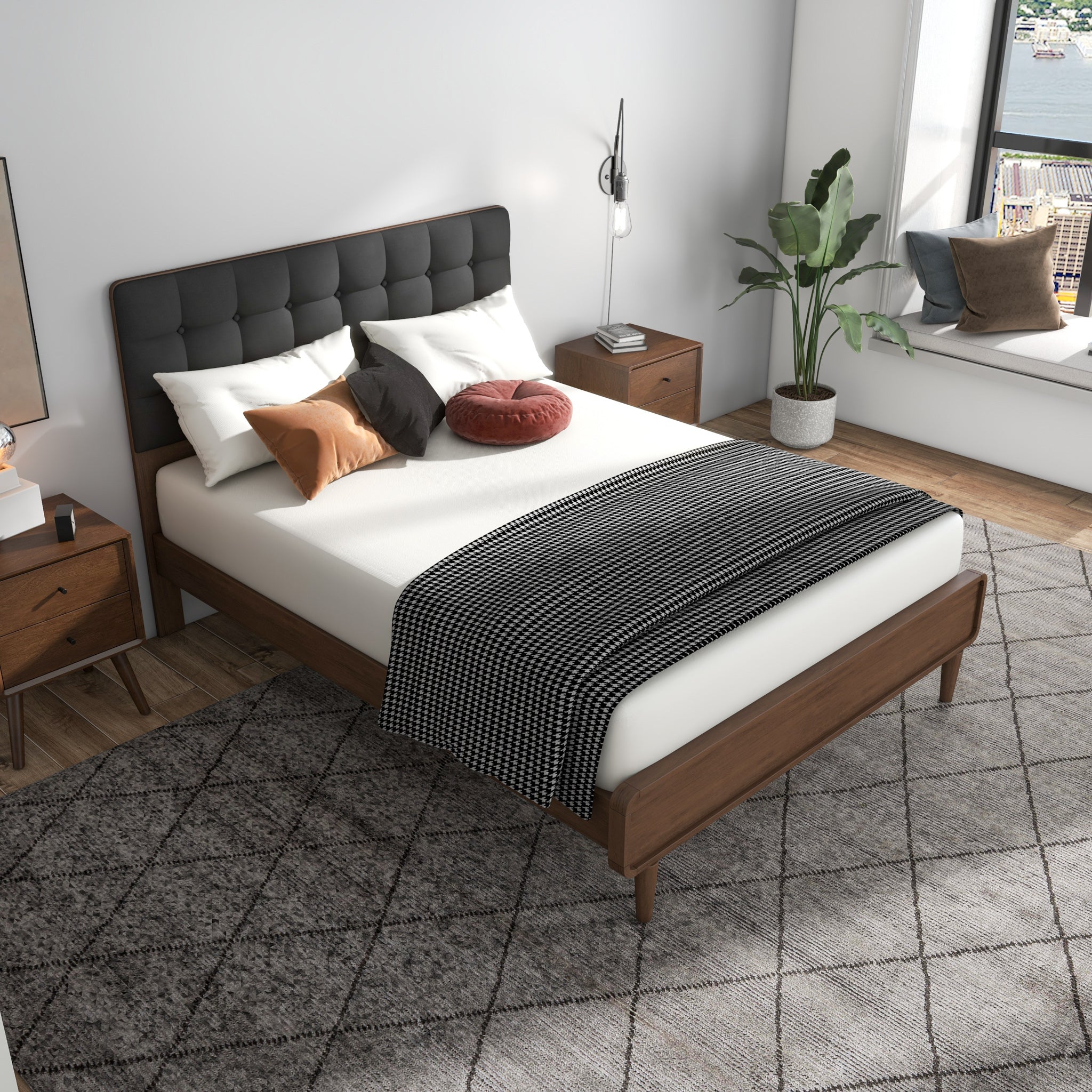 Taylor Queen Bed (Queen Size - Dark Grey) - MidinMod