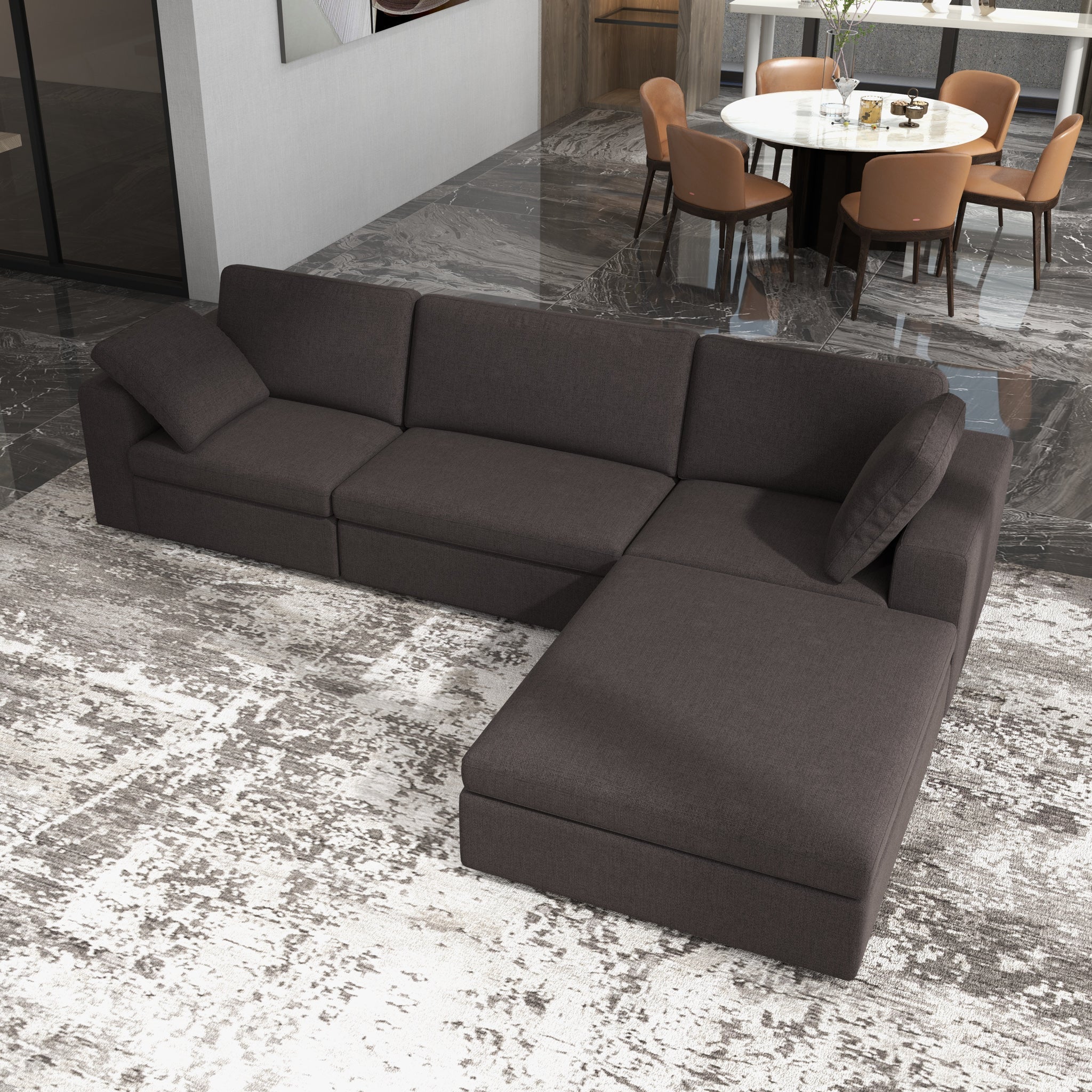 Texas Modular Corner Sectional Modern Sofa Dark Gray - MidinMod