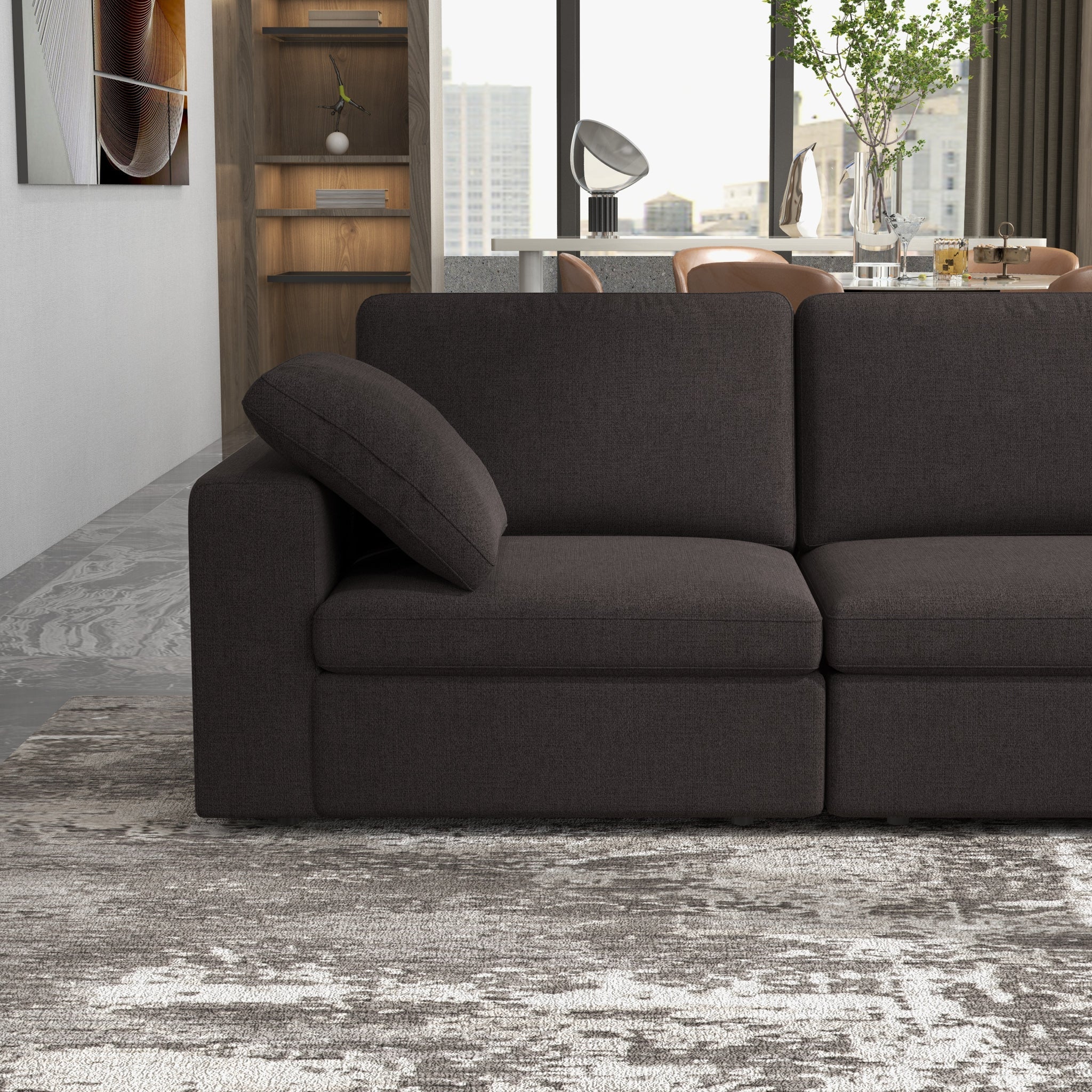 Texas Modular Corner Sectional Modern Sofa Dark Gray - MidinMod