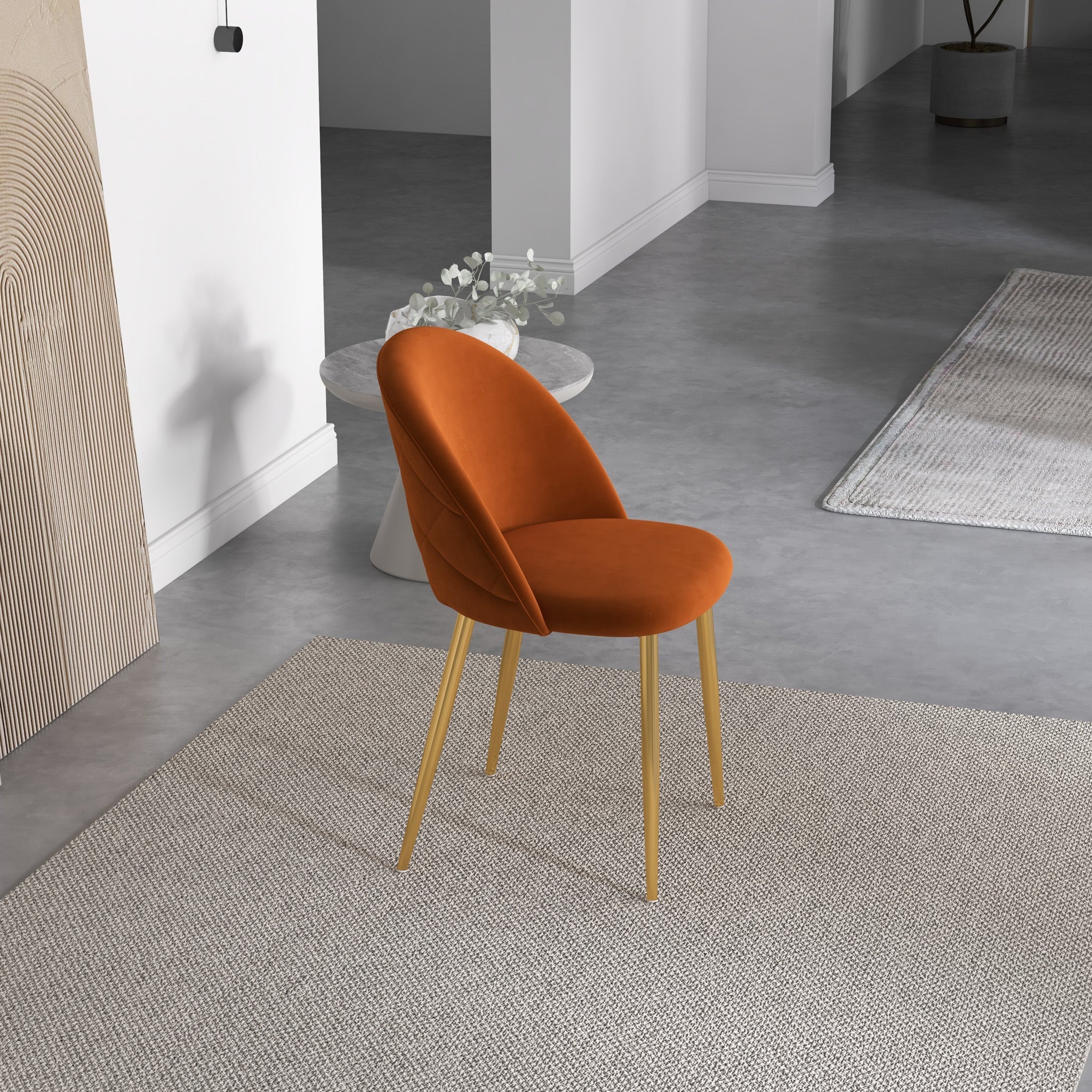 Vanessa Orange Velvet Dining Chair - MidinMod