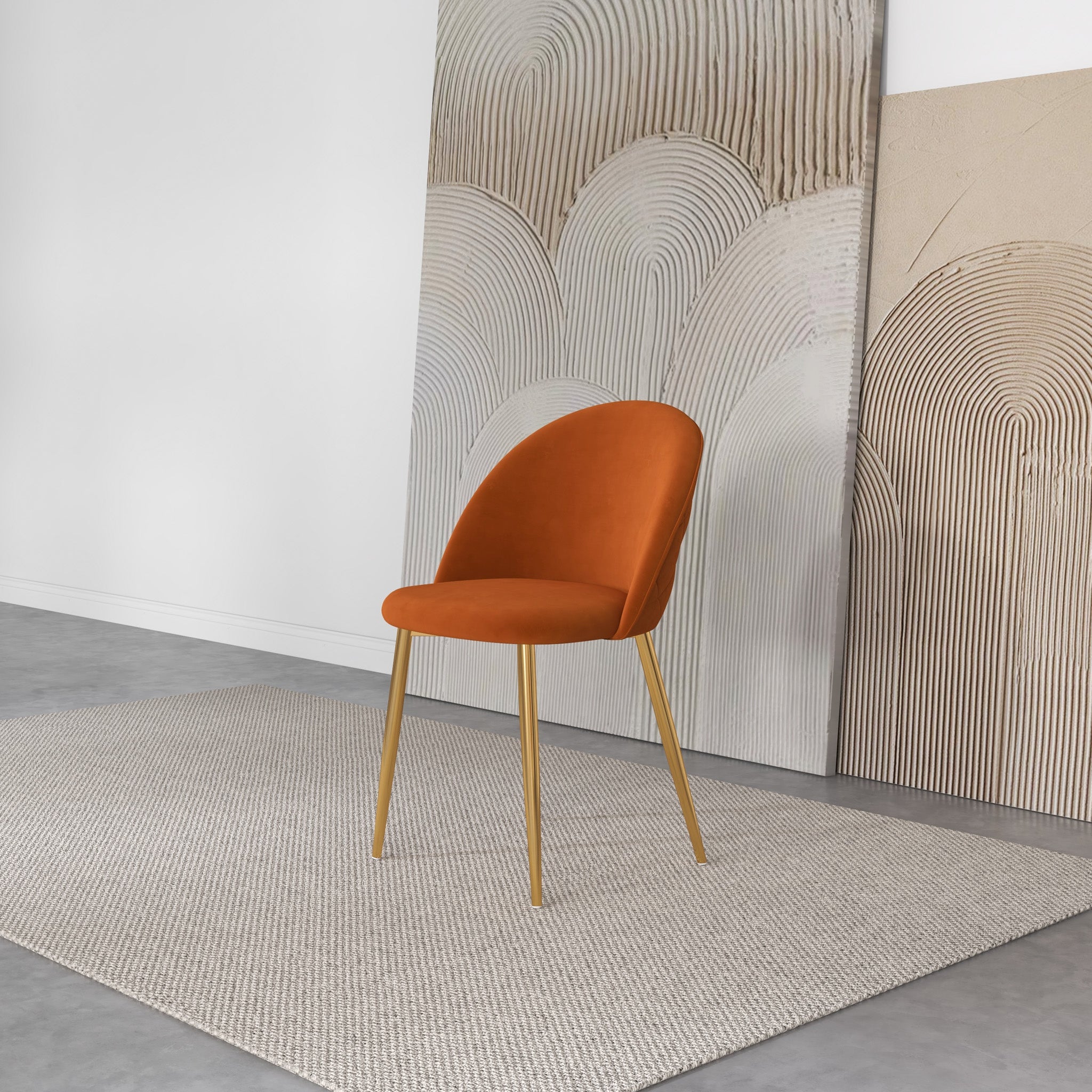 Vanessa Orange Velvet Dining Chair - MidinMod
