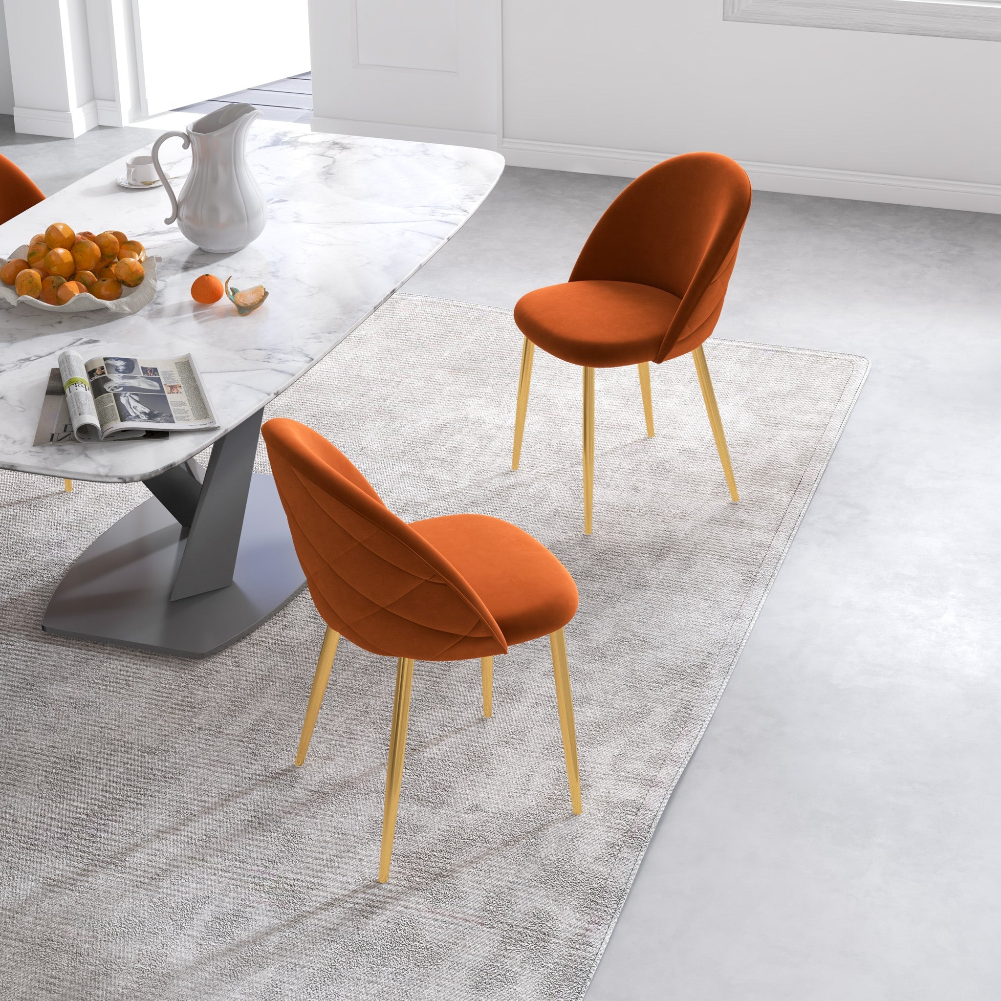 Vanessa Orange Velvet Dining Chair - MidinMod