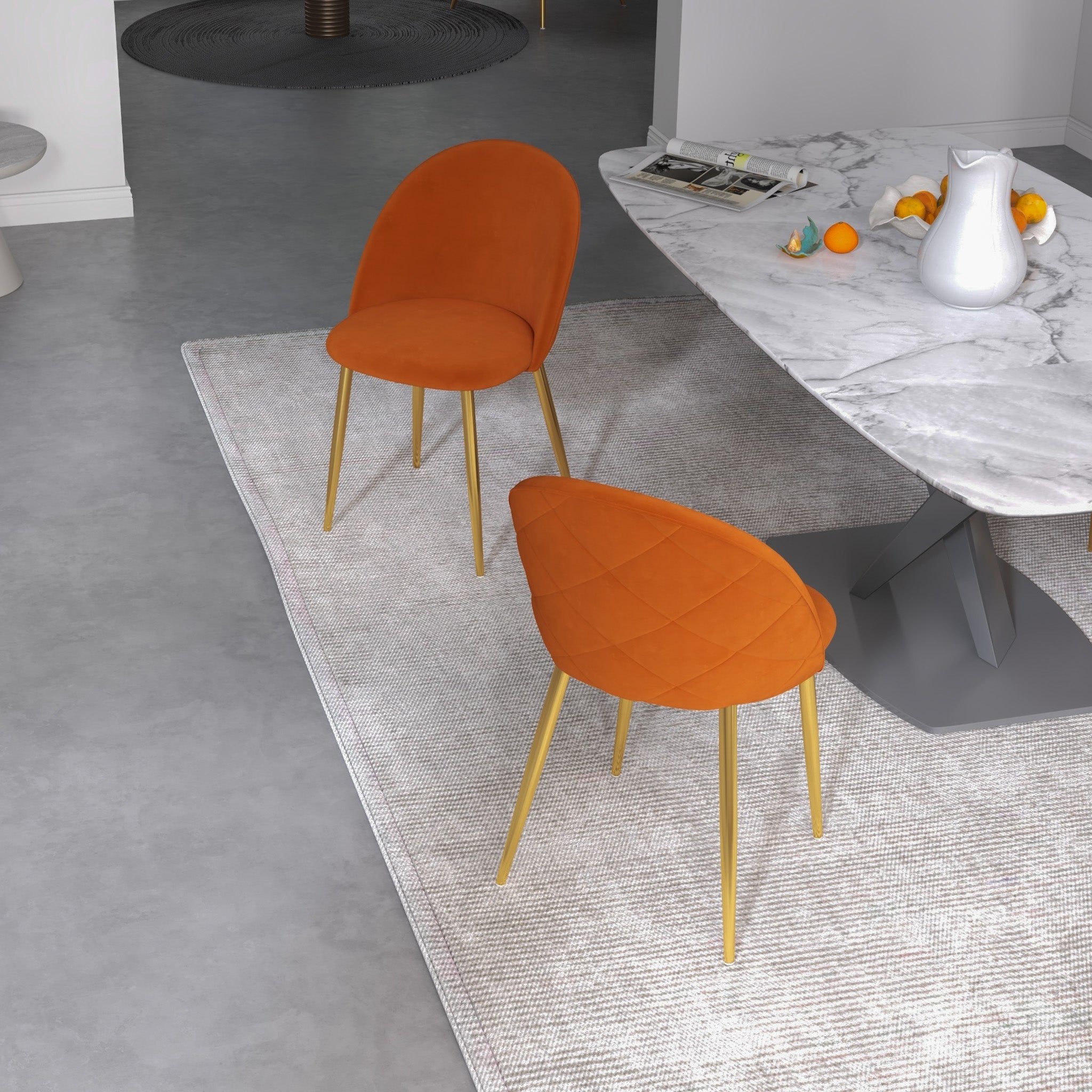 Vanessa Orange Velvet Dining Chair - MidinMod