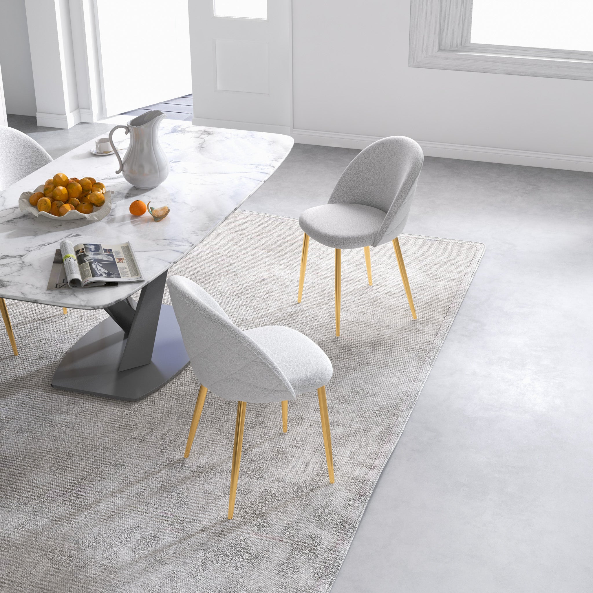Vanessa Dining Chair Beige Boucle - MidinMod