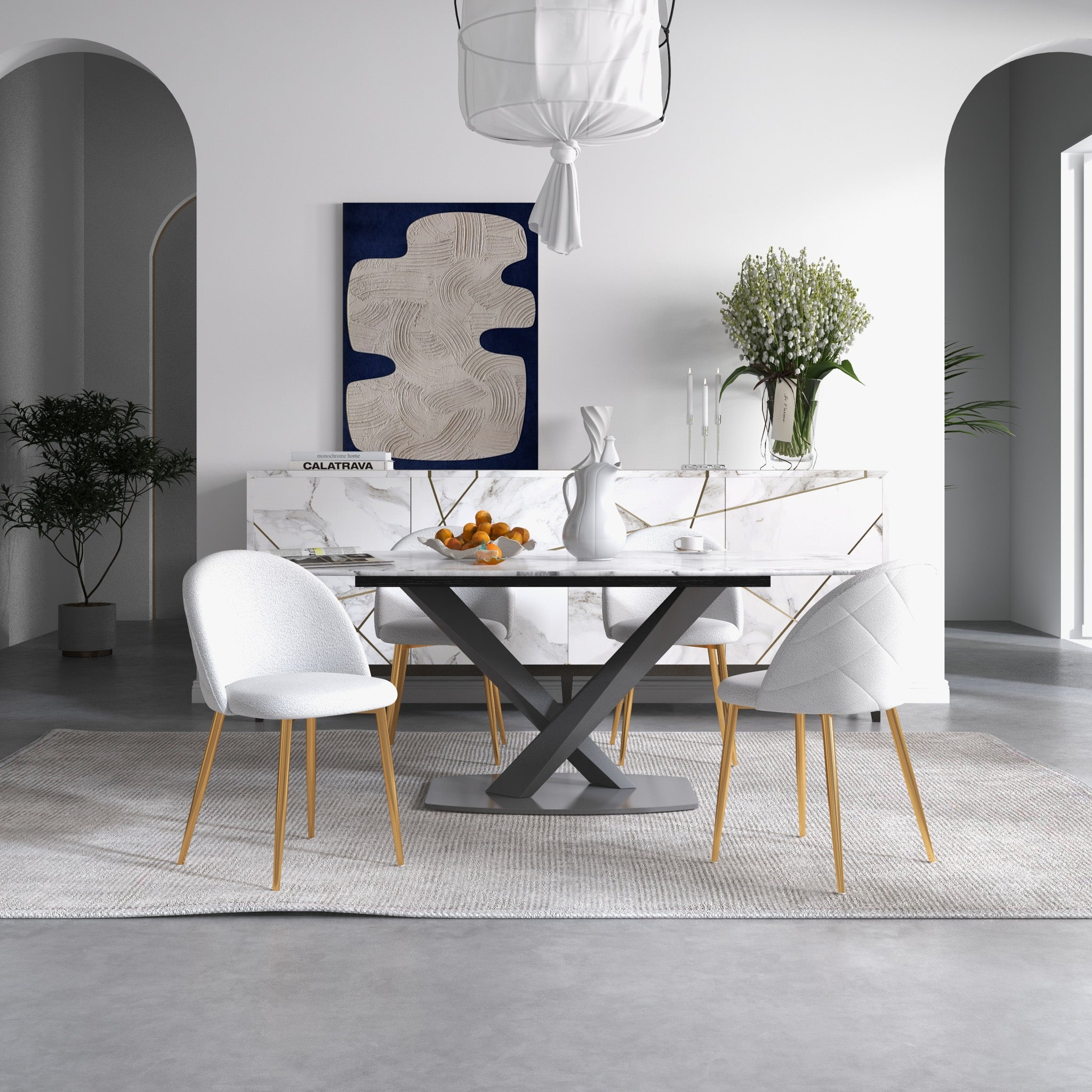 Vanessa Dining Chair Beige Boucle - MidinMod