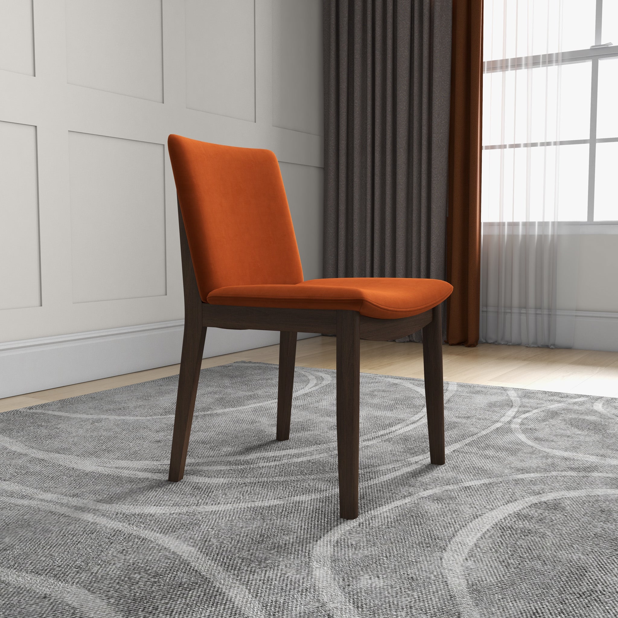 Virginia Dining Chair Burnt Orange Velvet Set of 2 - MidinMod